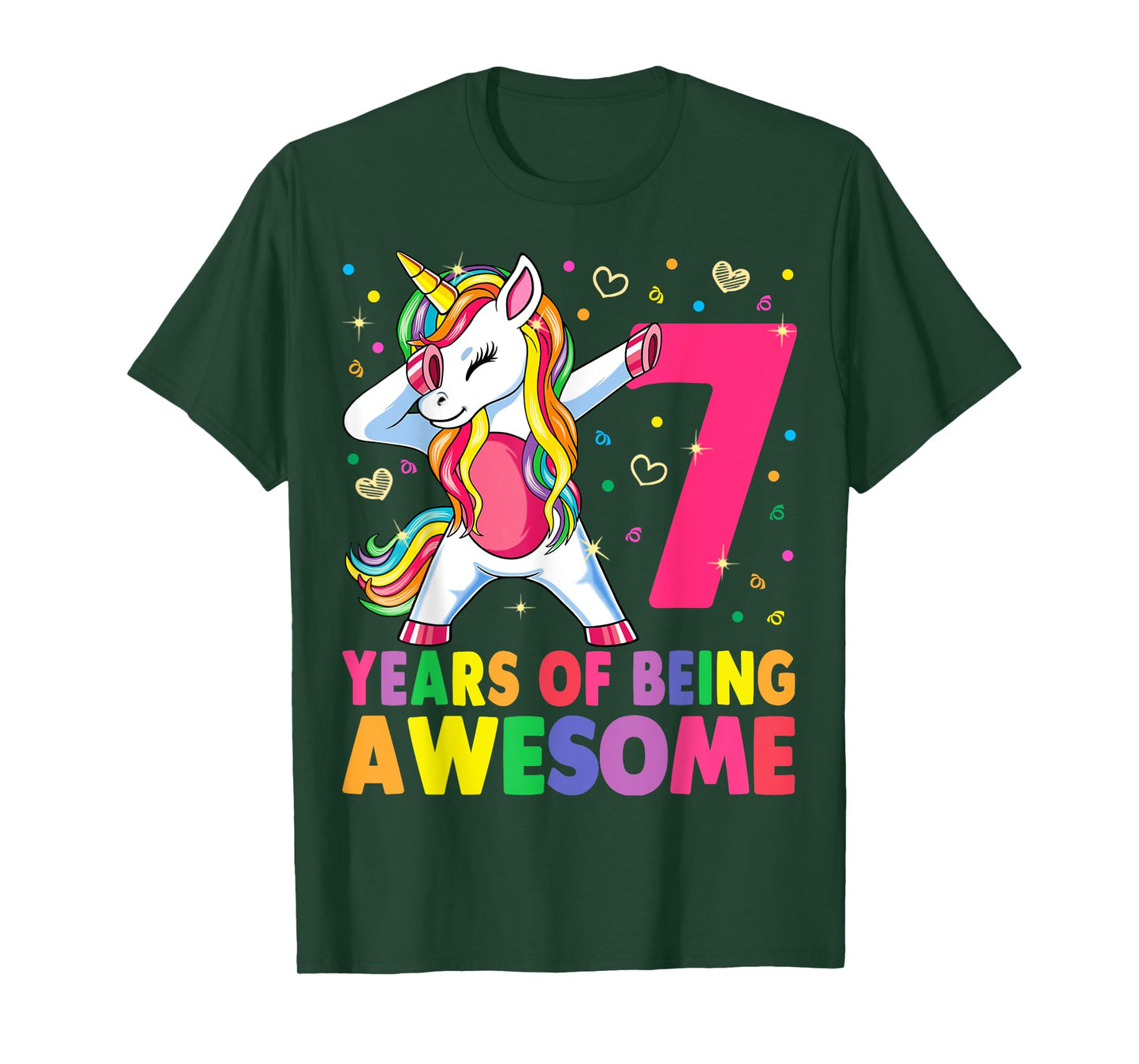 7 Years Old Unicorn Dabbing 7th Birthday Girl Unicorn Party T-Shirt