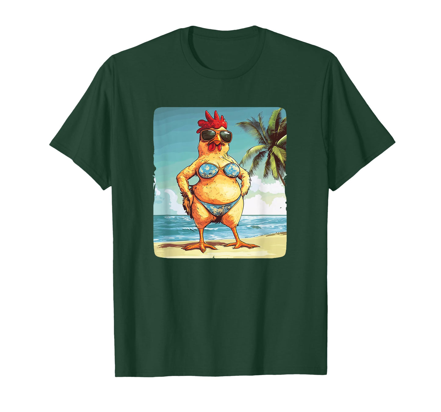 Awesome Chicken in Beach Bikini for Funny Man and Woman T-Shirt