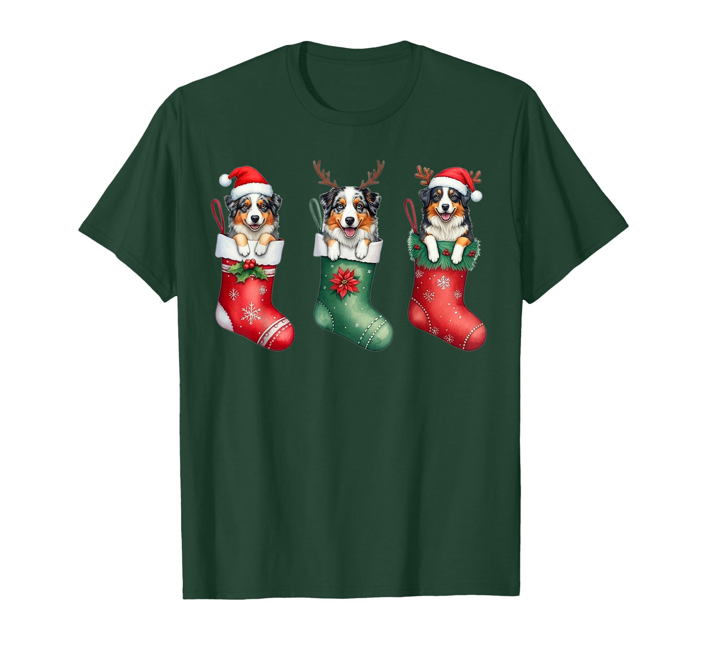 Christmas Pajama Australian Shepherd Dog Lover Xmas Socks T-Shirt