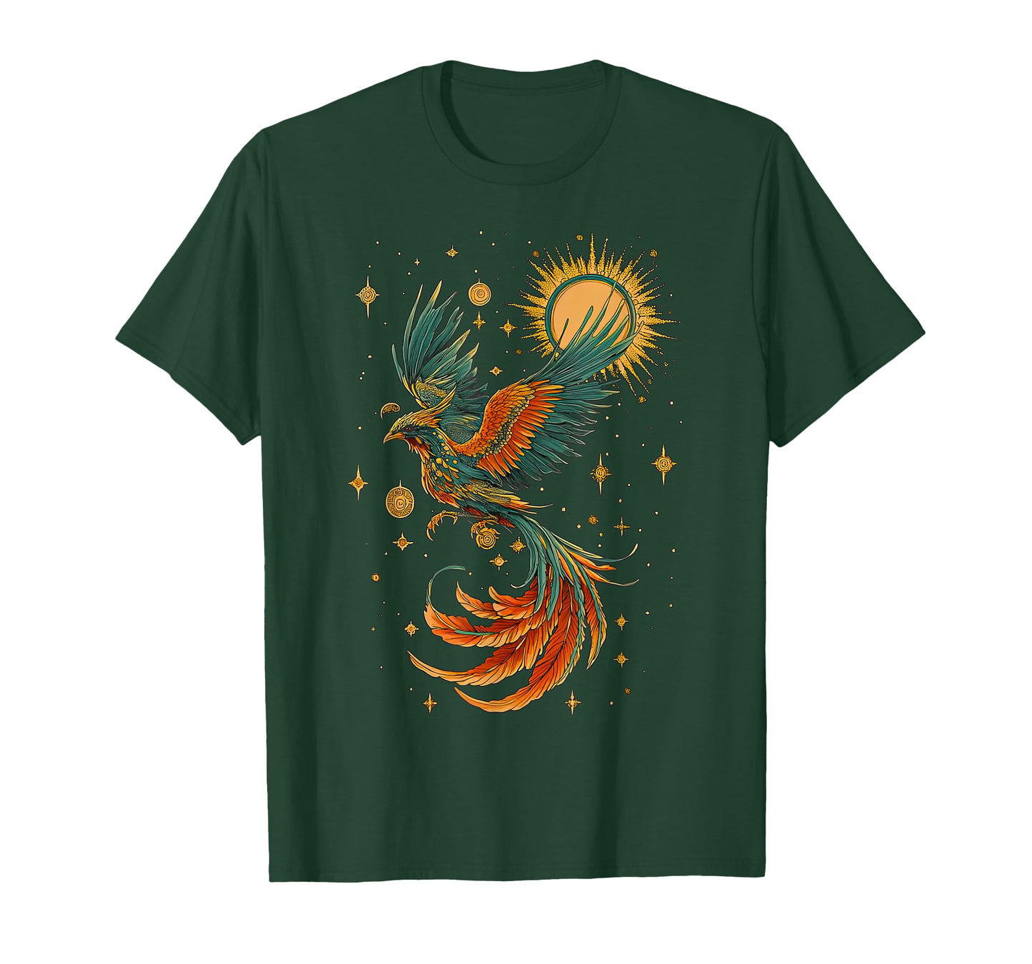 Vintage Celestial Aesthetic Mystical Phoenix Bird Moon Phase T-Shirt