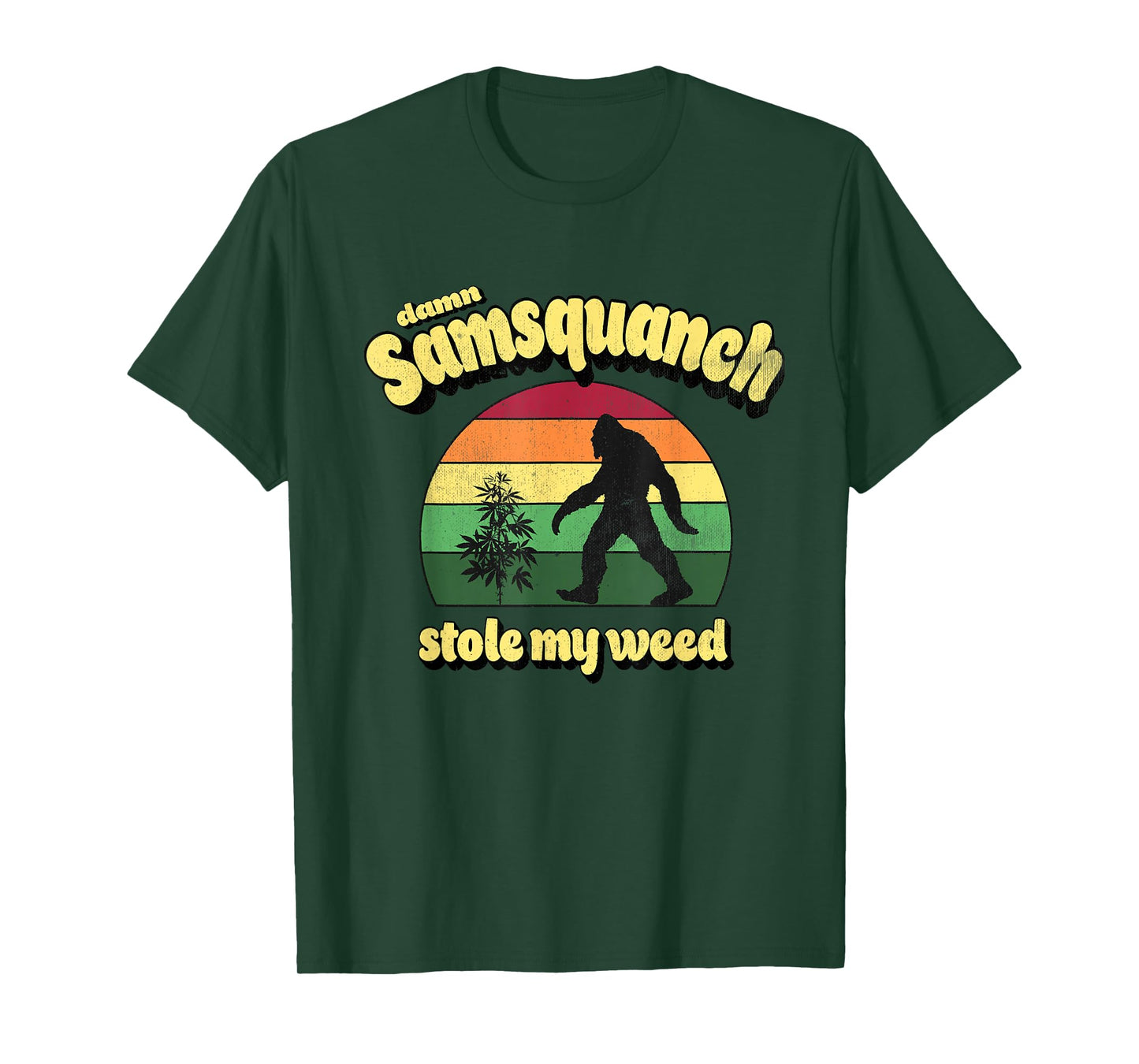 Damn Samsquanch Stole My Weed Retro Vintage 70's Style T-Shirt