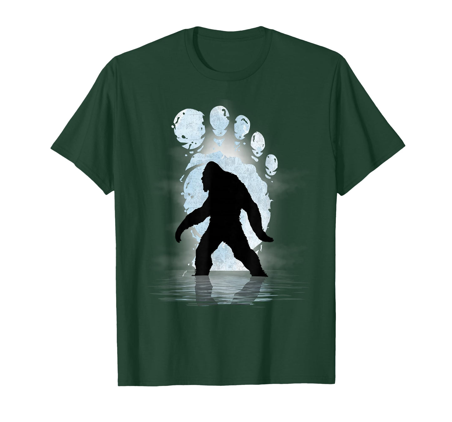 Bigfoot Footprint Moon Light Funny Sasquatch T-Shirt