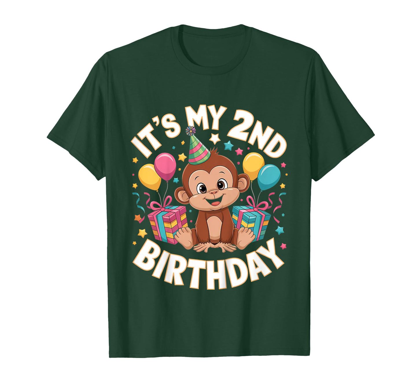 Kids 2nd Birthday Monkey Party Design T-Shirt