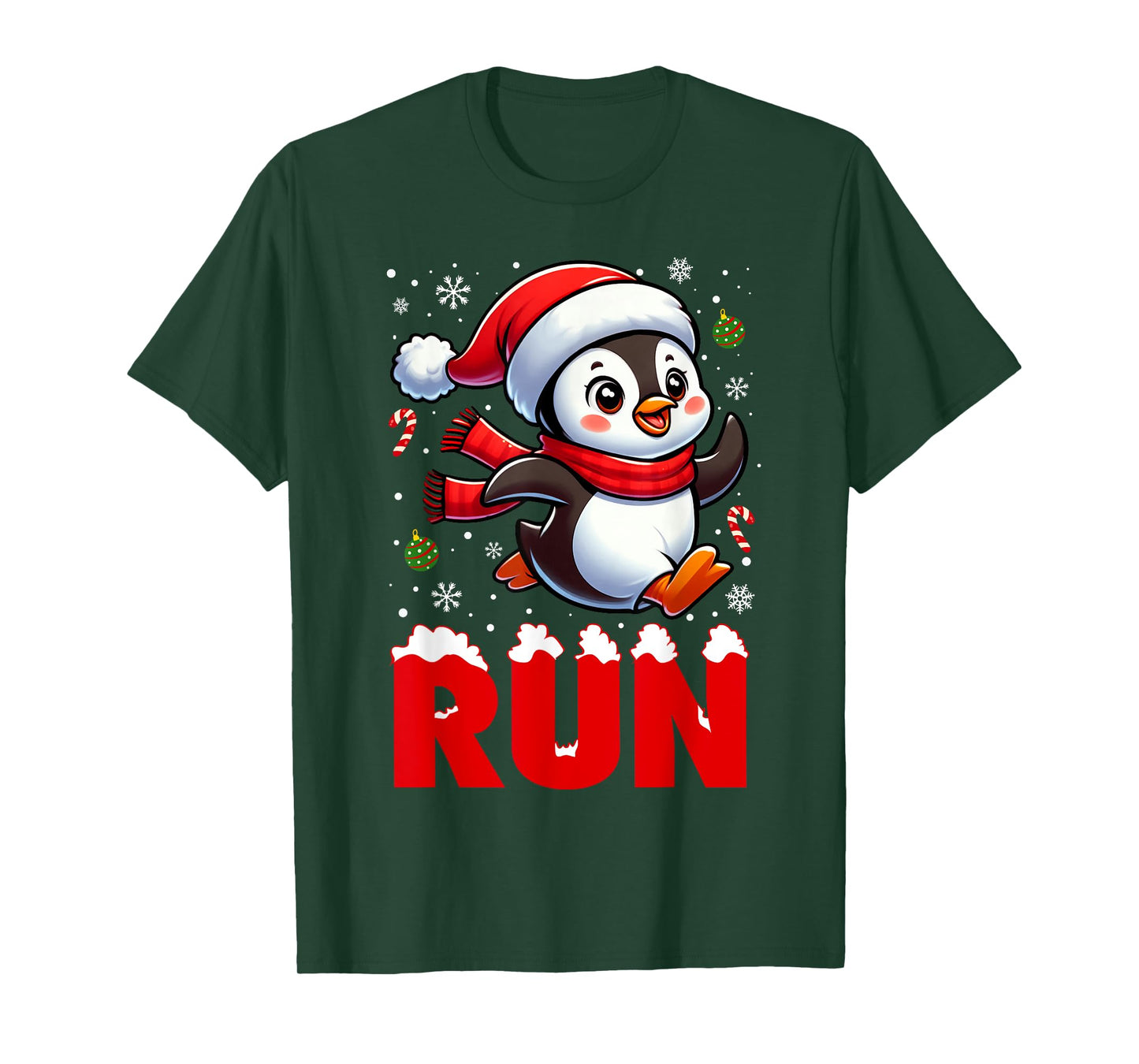 Penguin Running Cross Country Penguin Runner Christmas T-Shirt