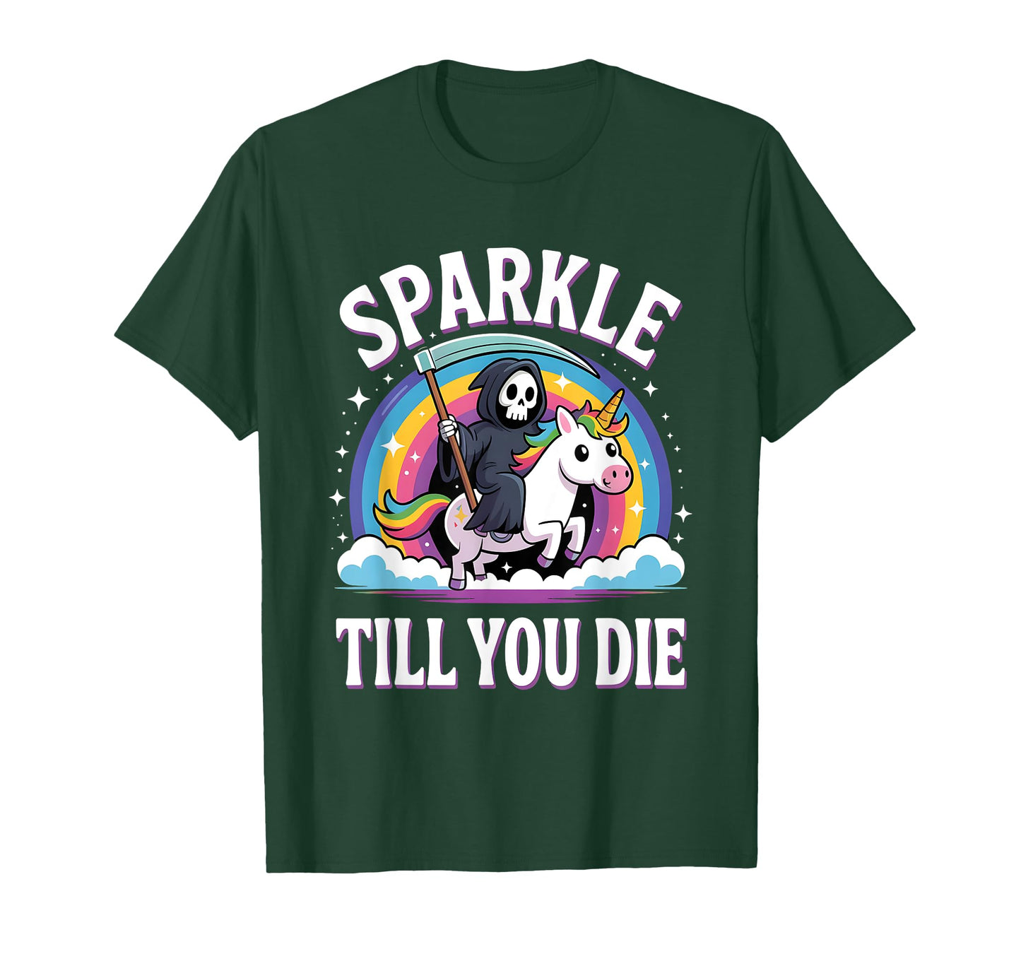 Sparkle Til You Die, Cute Grim Reaper Unicorn T-Shirt
