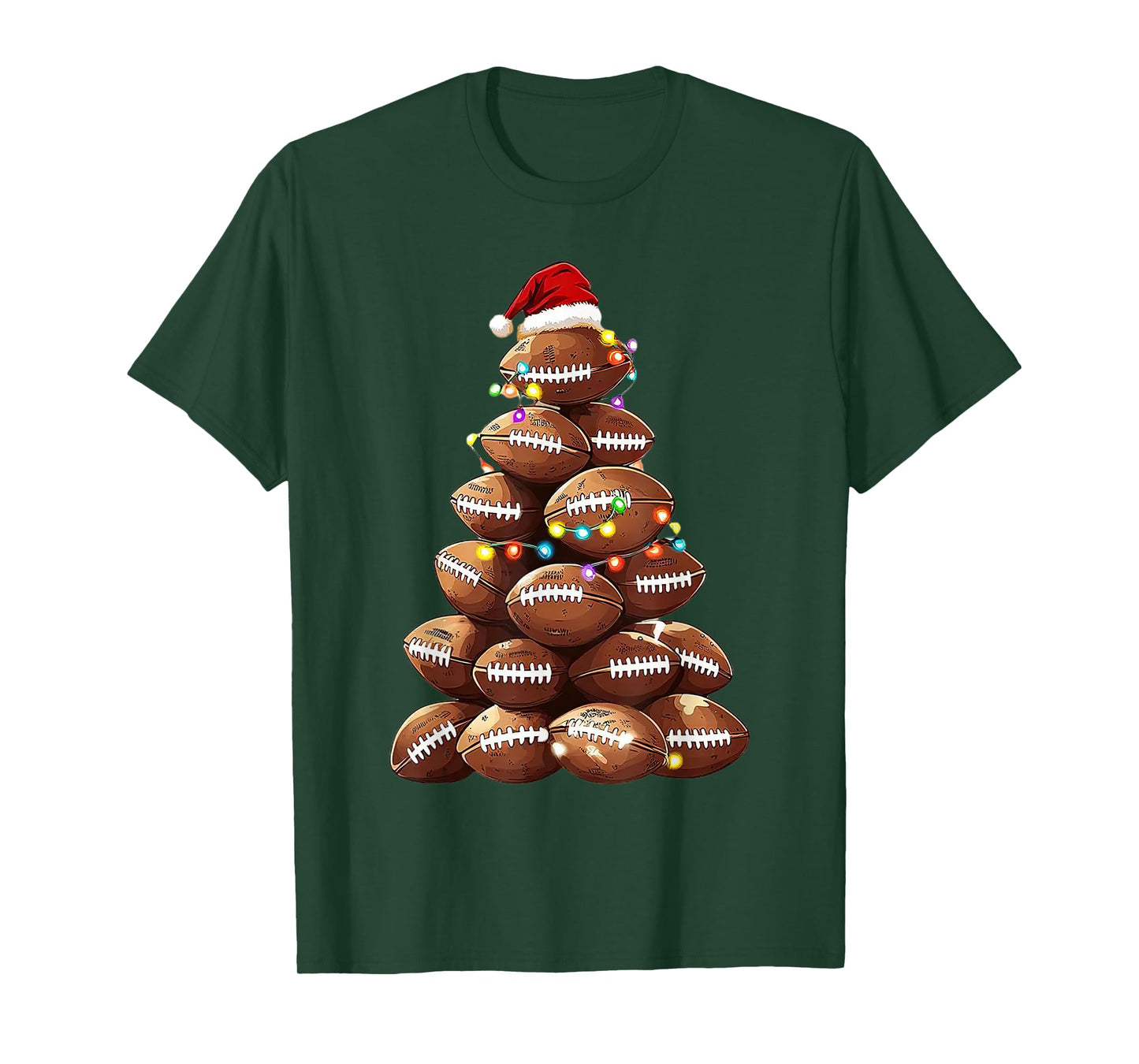 American Football Christmas Tree Xmas Pajamas Player T-Shirt