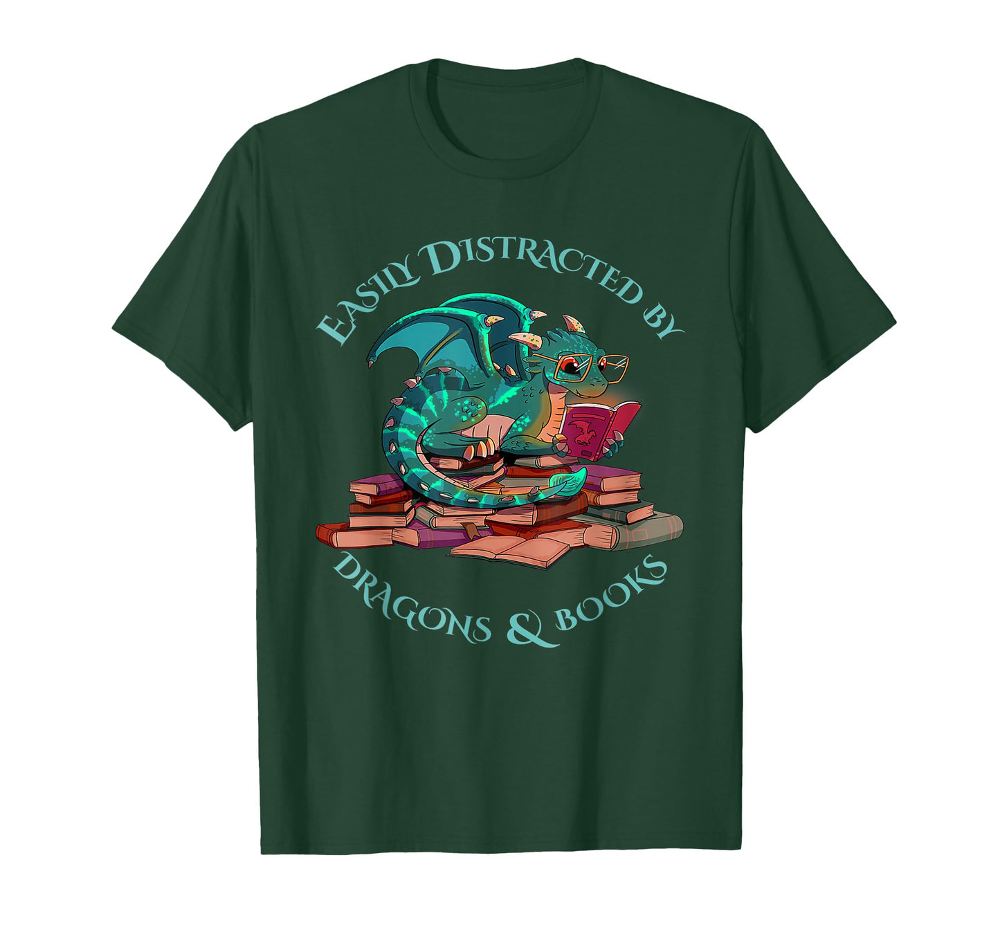 Cute Dragon Book - Easily Distracted By Dragons And Books T-Shirt