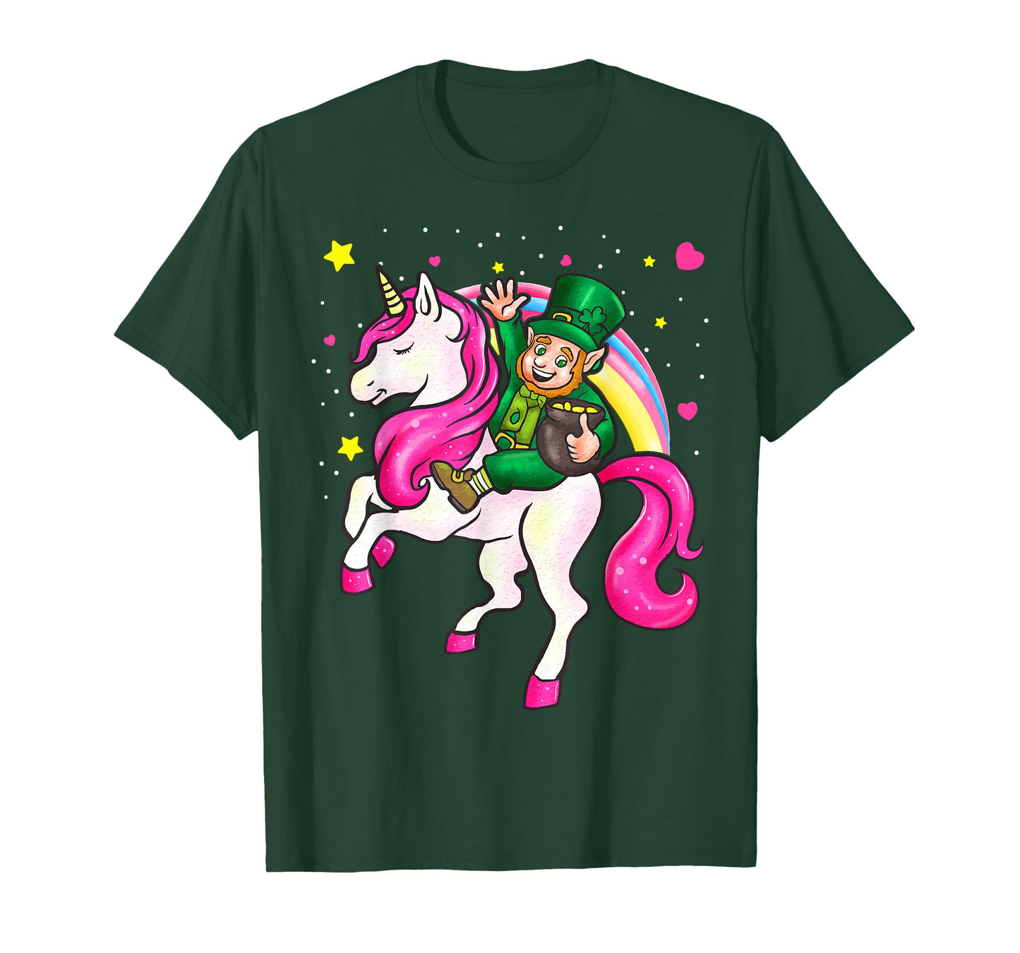 St Patricks Day Kids Leprechaun Irish Unicorn Girls Womens T-Shirt