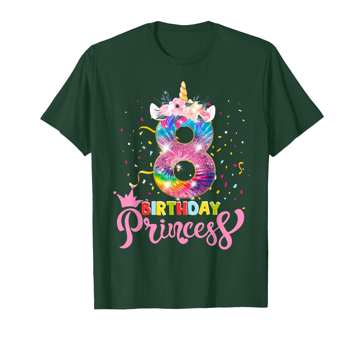 8th Birthday Unicorn Princess 8 Year Old Party Girls T-Shirt