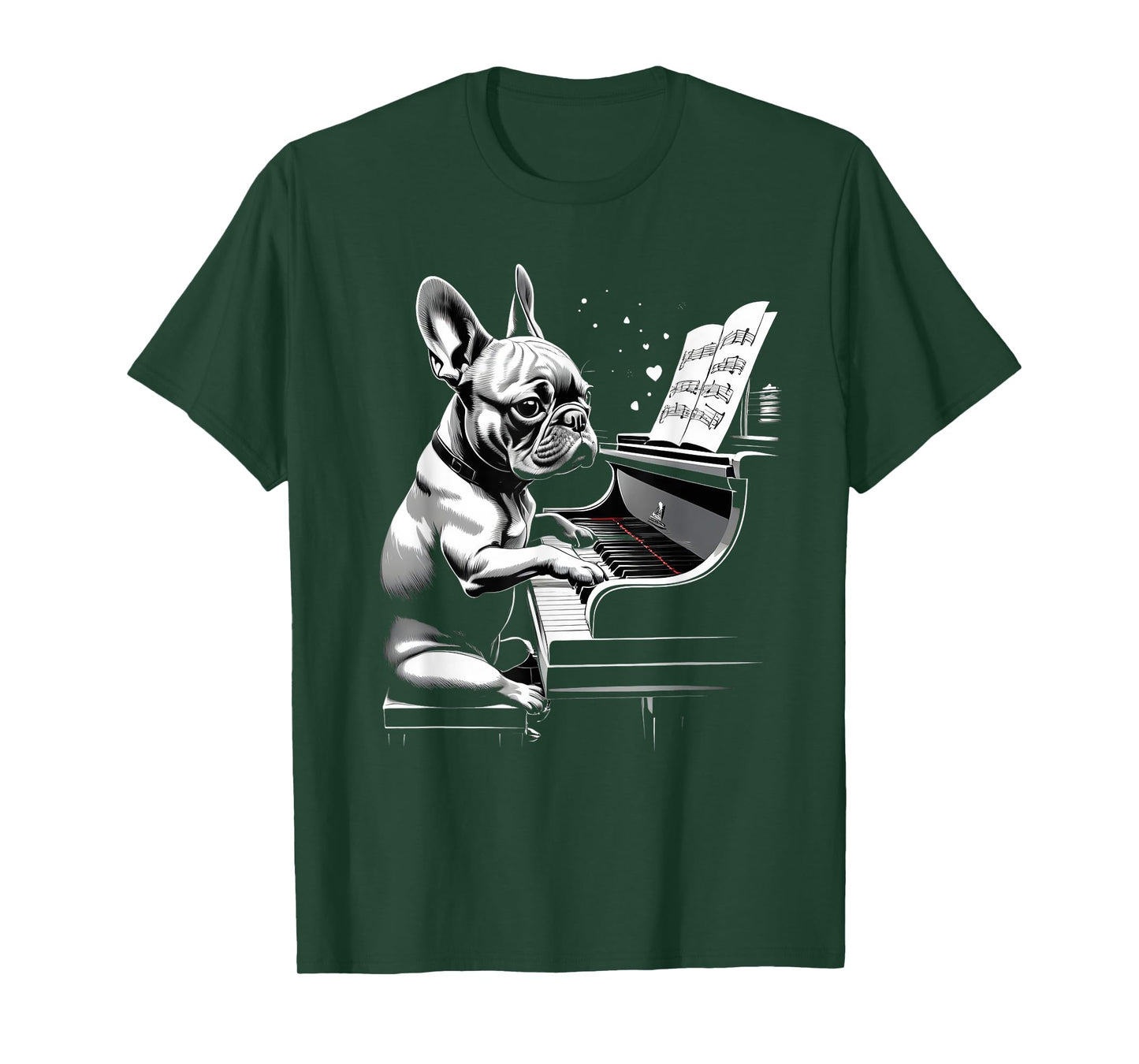 Cute French Bulldog Playing Piano Funny Dog and Piano Lover Men Women Kids T-Shirt