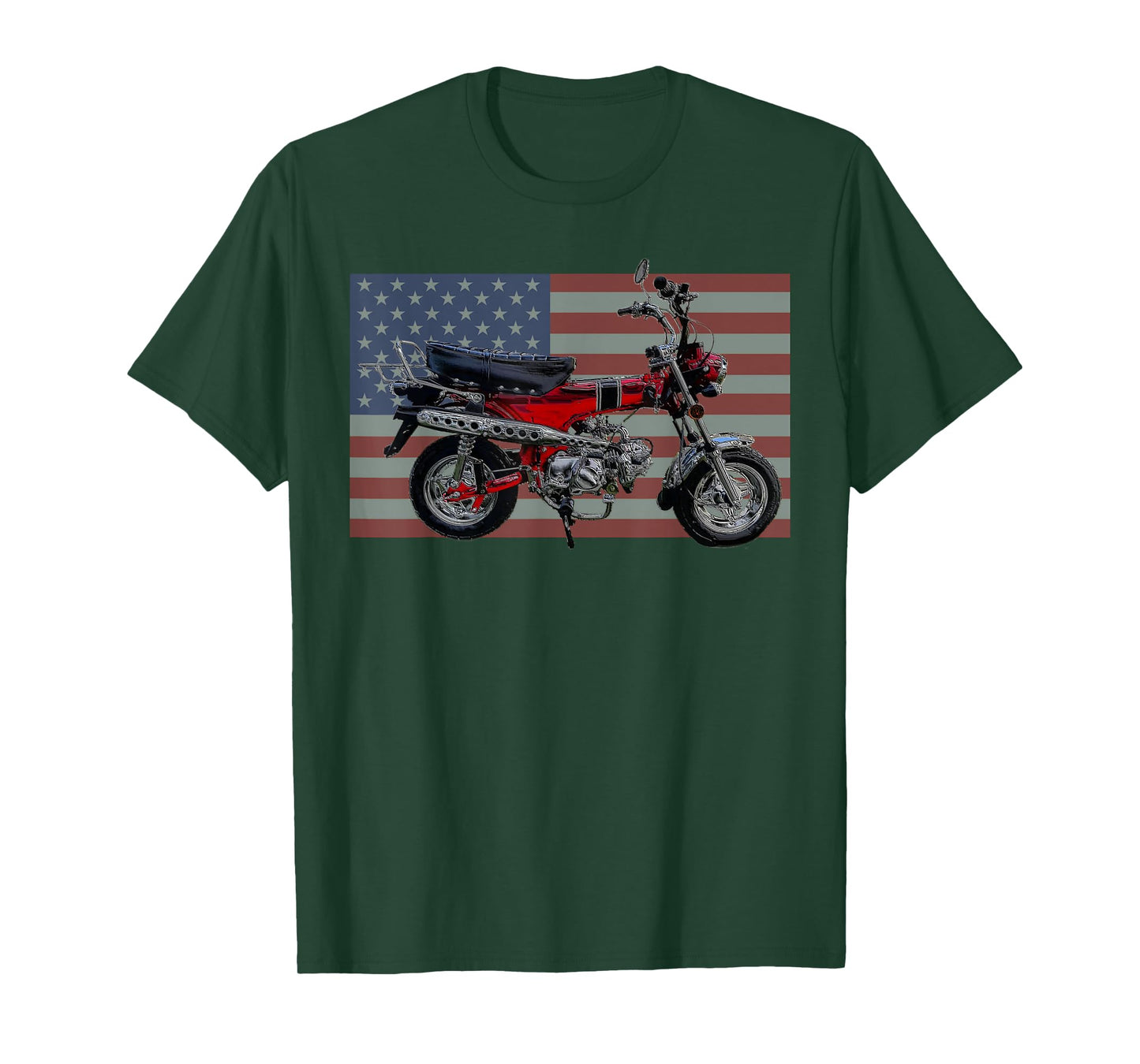Trail 70 Mini BIke, Vintage Minibike, Retro American Flag T-Shirt for Women Men