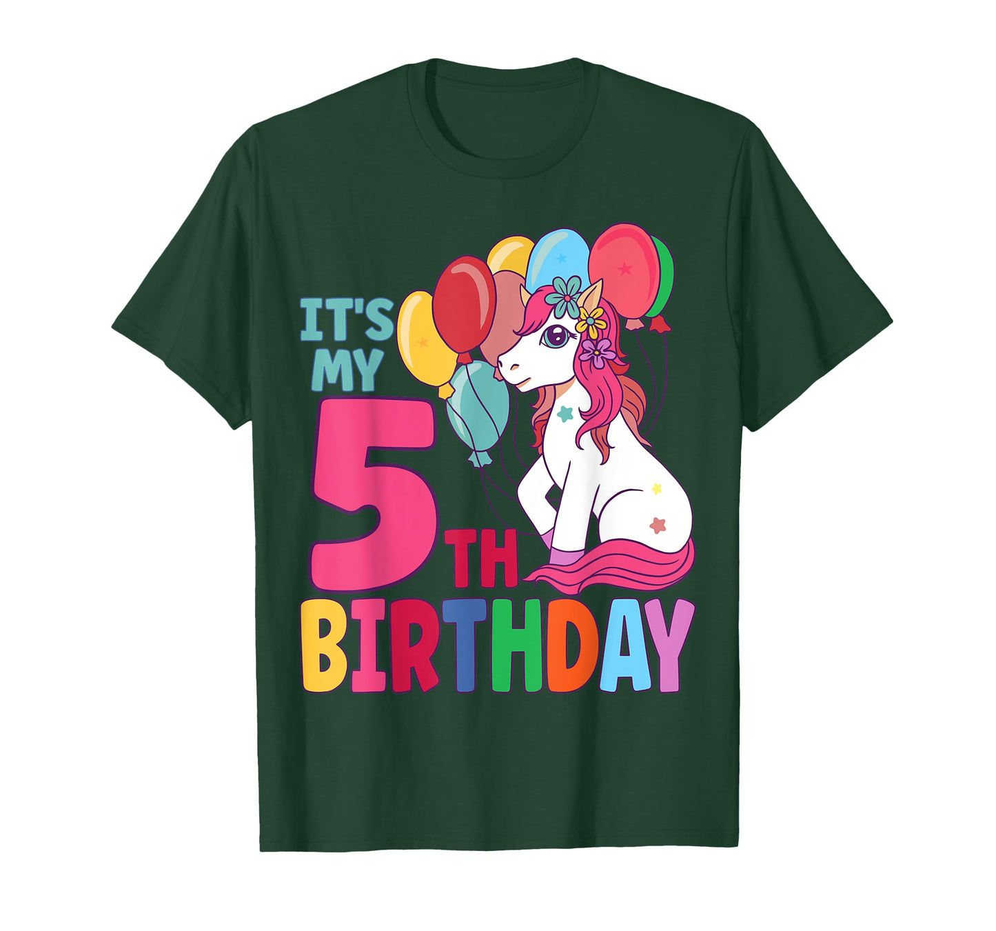 It's My 5th Birthday Unicorn Boys Girls Kids Birthday T-Shirt