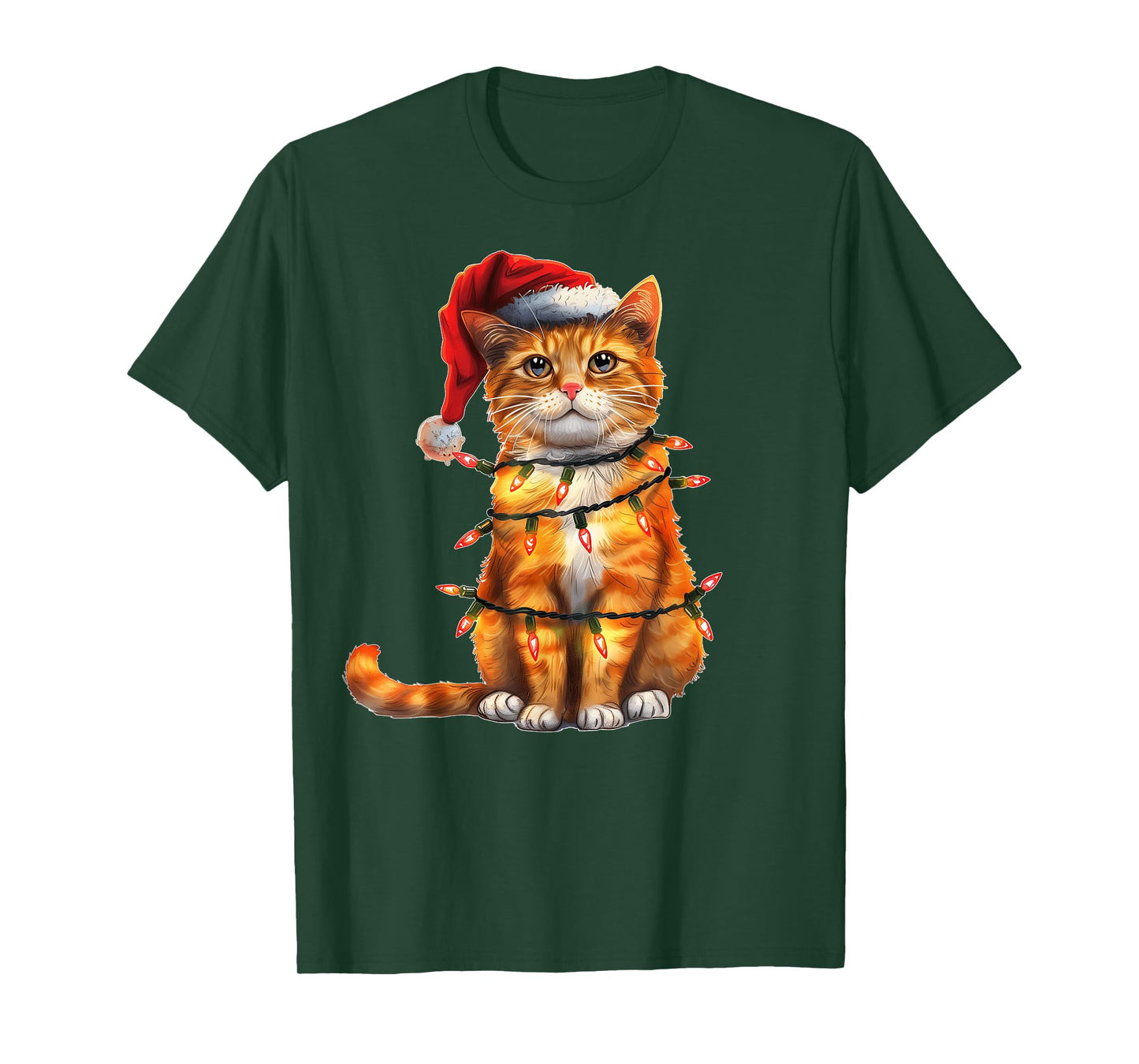 Cute Orange Cat Tabby Cat Christmas Hat Xmas Men Women Kids T-Shirt