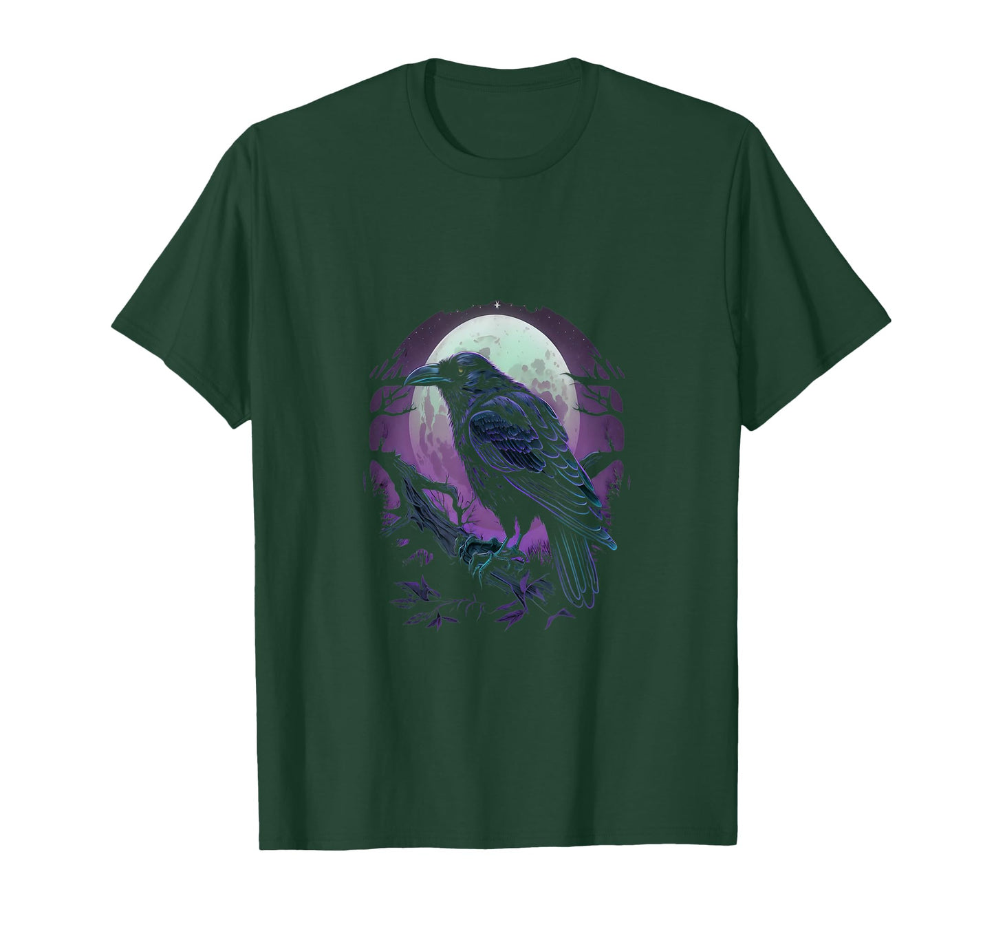 Full Moon Crow Raven Flying Bird Halloween T-Shirt