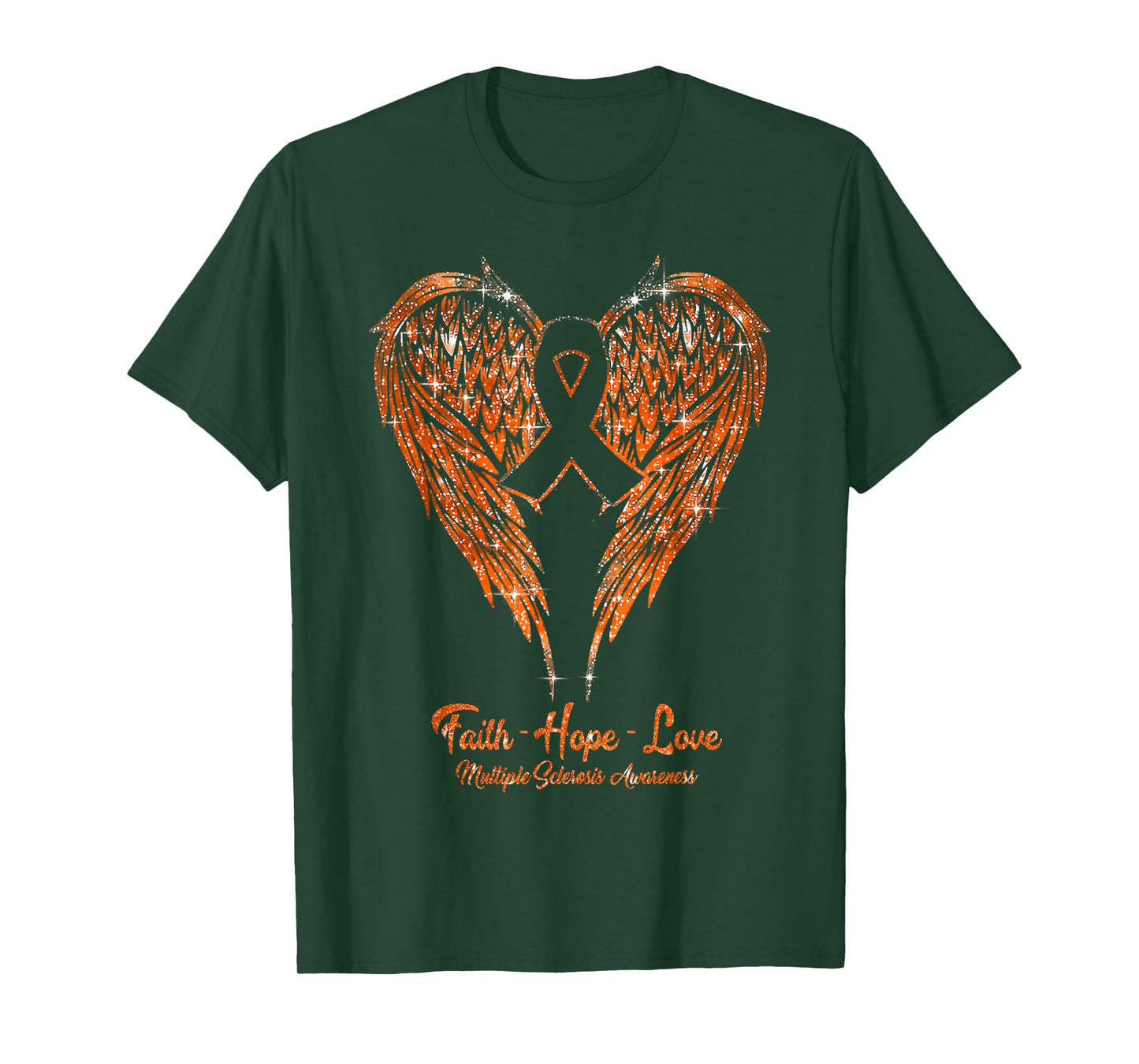 MS Faith Hope Love Wings Orange Multiple Sclerosis Awareness T-Shirt
