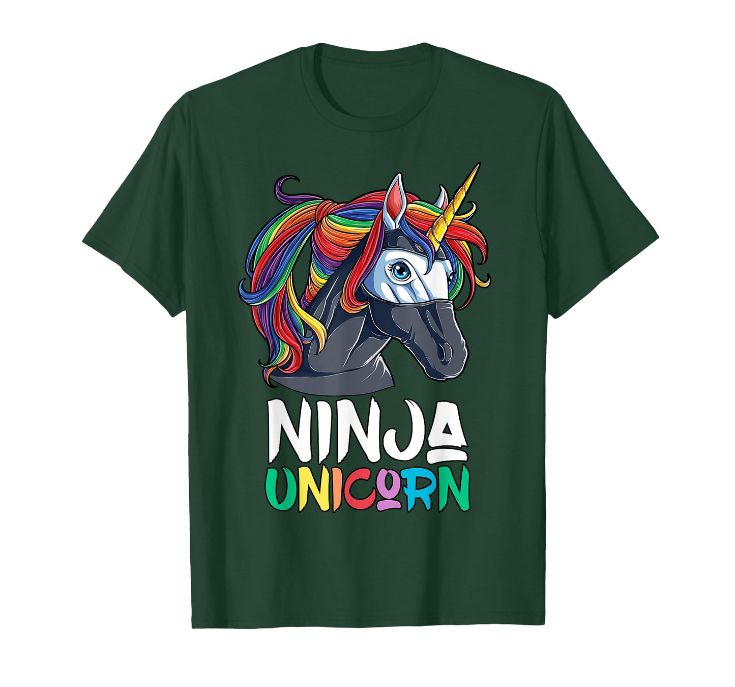 Ninja Unicorn T shirt Girls Rainbow Martial Arts Fighter Tee T-Shirt