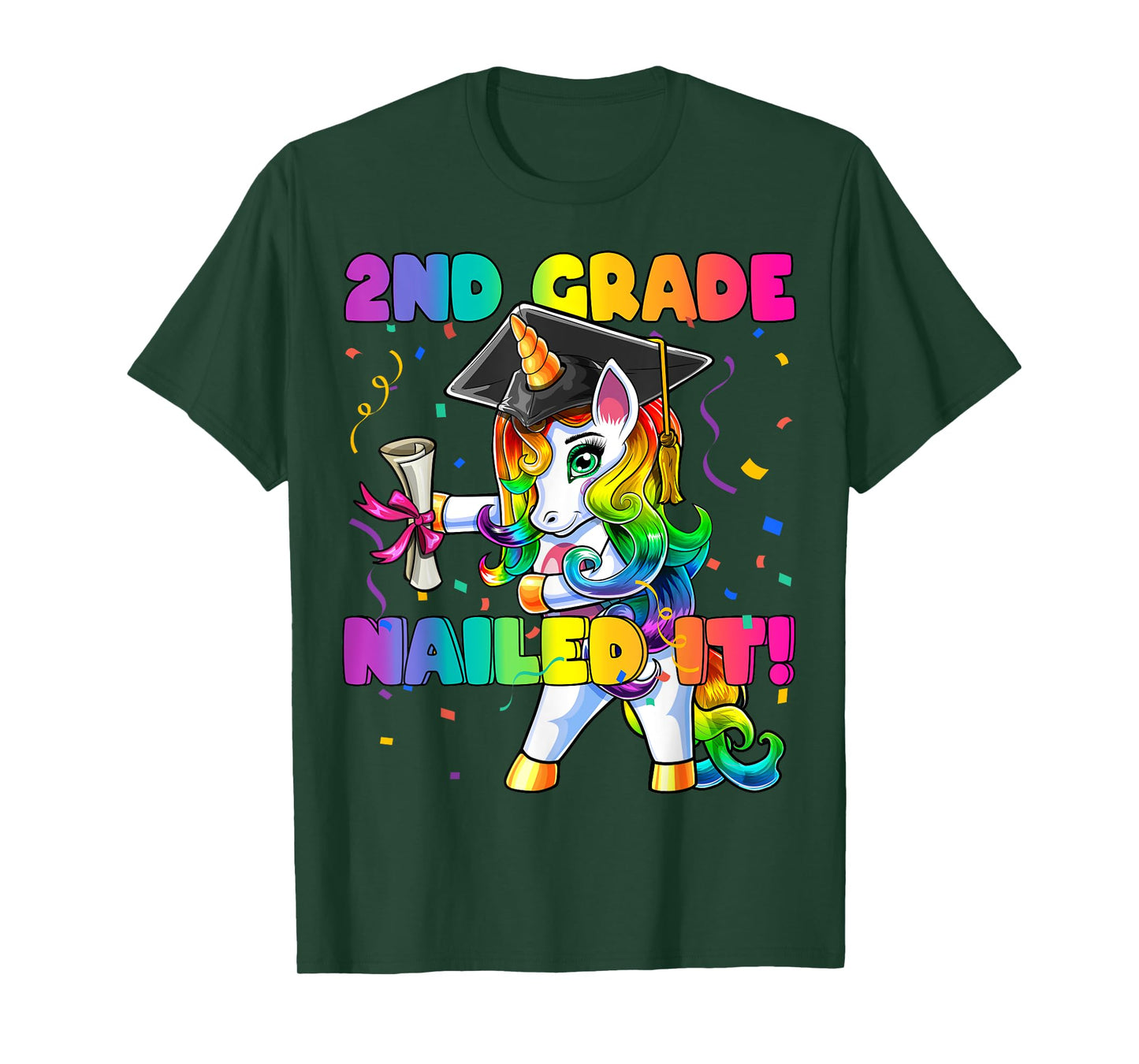 Flossing Unicorn 2nd Grade Graduation Cap Diploma Gift Girls T-Shirt