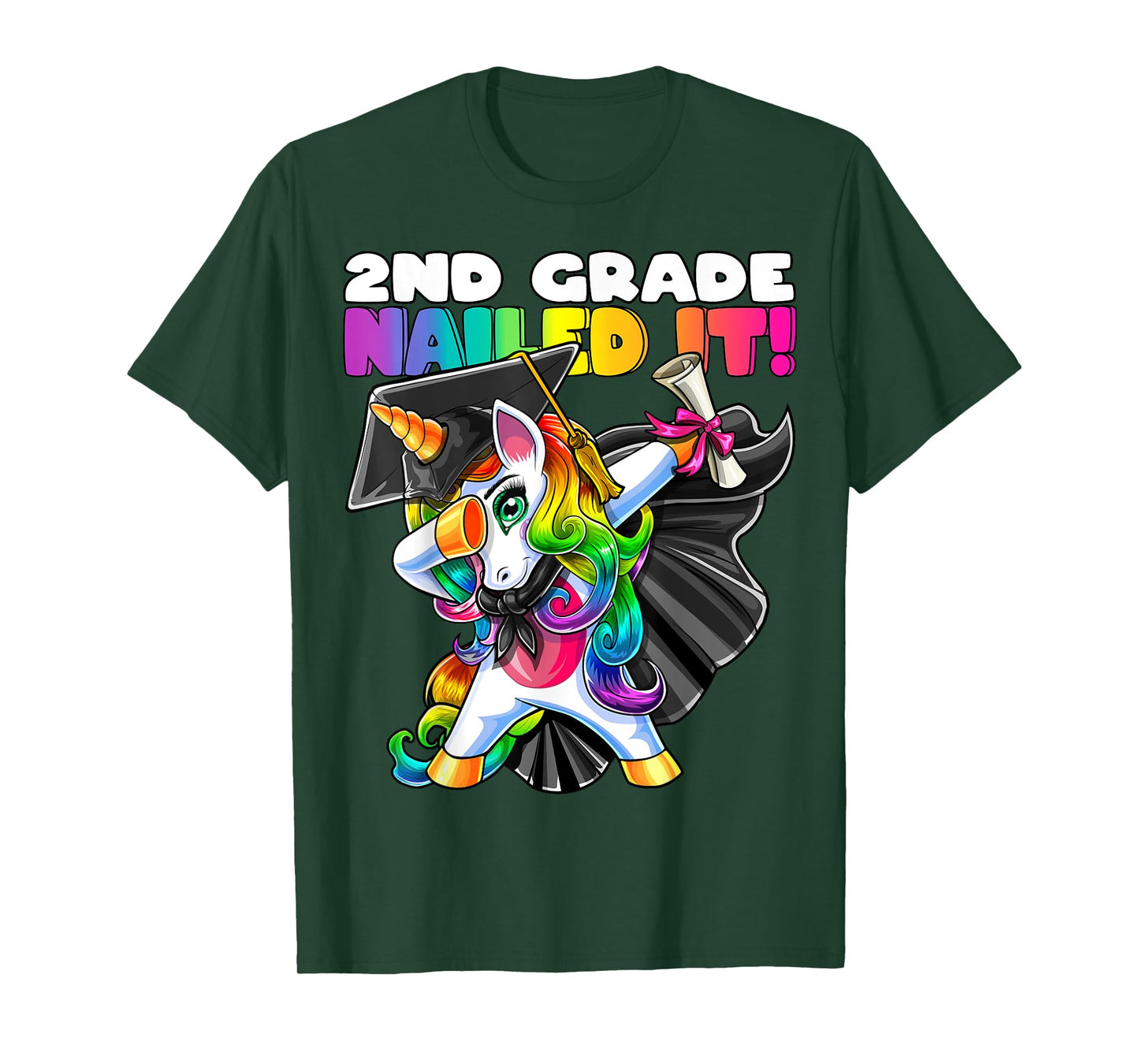 Dabbing Unicorn 2nd Grade Graduation Cap Gown Gift Girls T-Shirt
