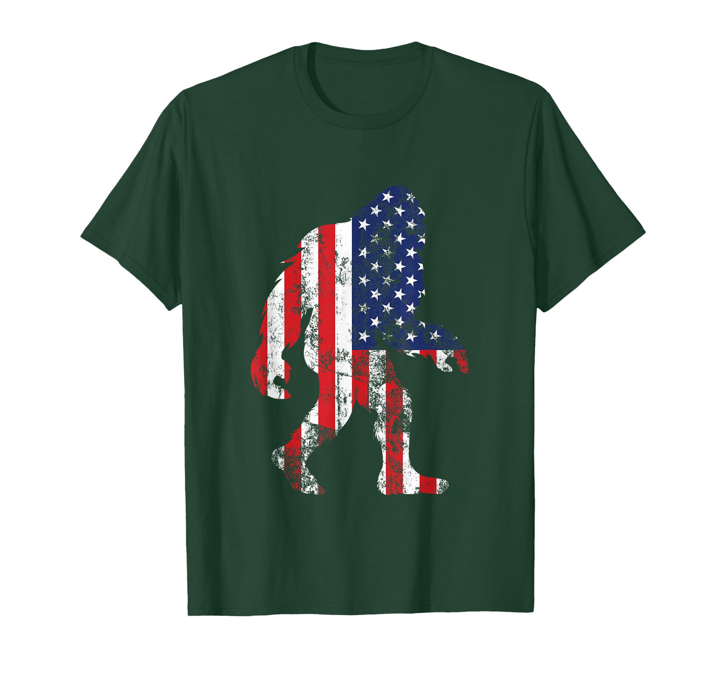 Bigfoot 4th Of July Independence Patriotic USA Flag Yeti T-Shirt