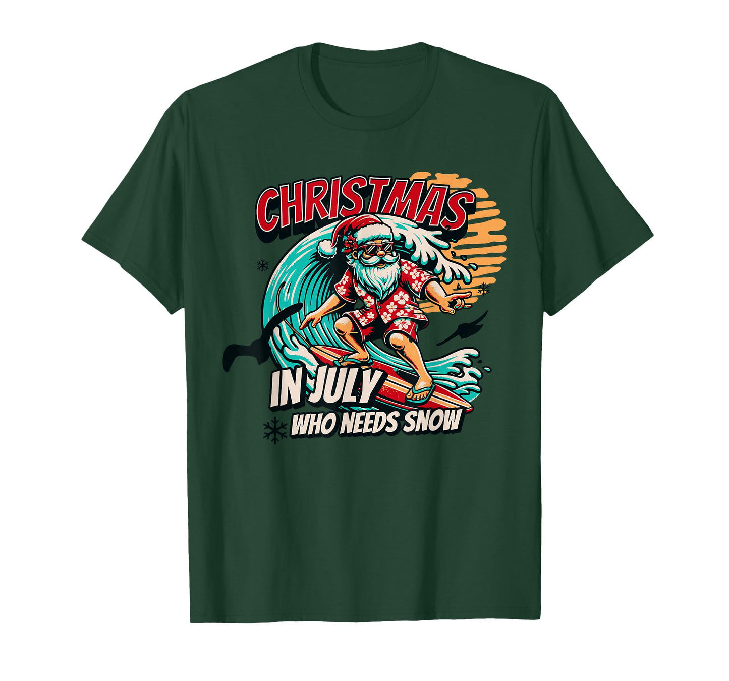 Christmas In July Santa Surfing Summer Beach Vacation outfit T-Shirt