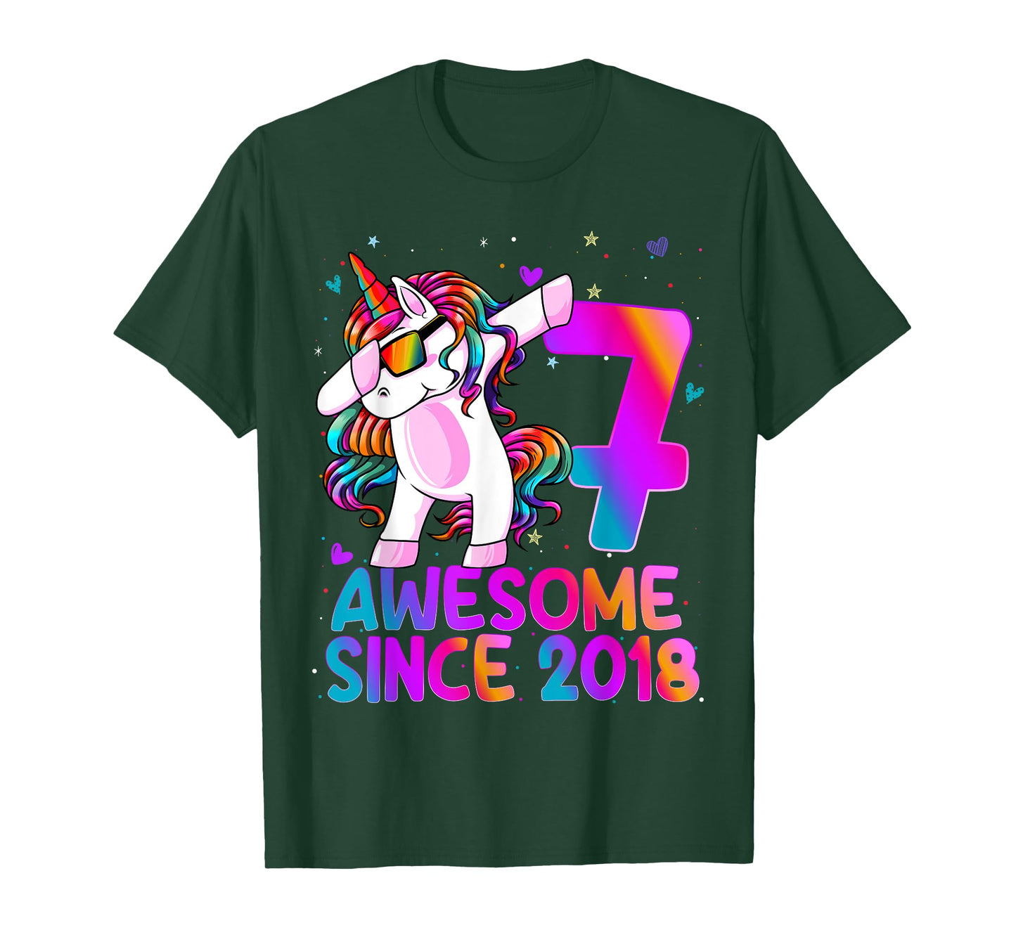 Dabbing Unicorn 7 Year Old 7th Birthday Girl Unicorn Party T-Shirt
