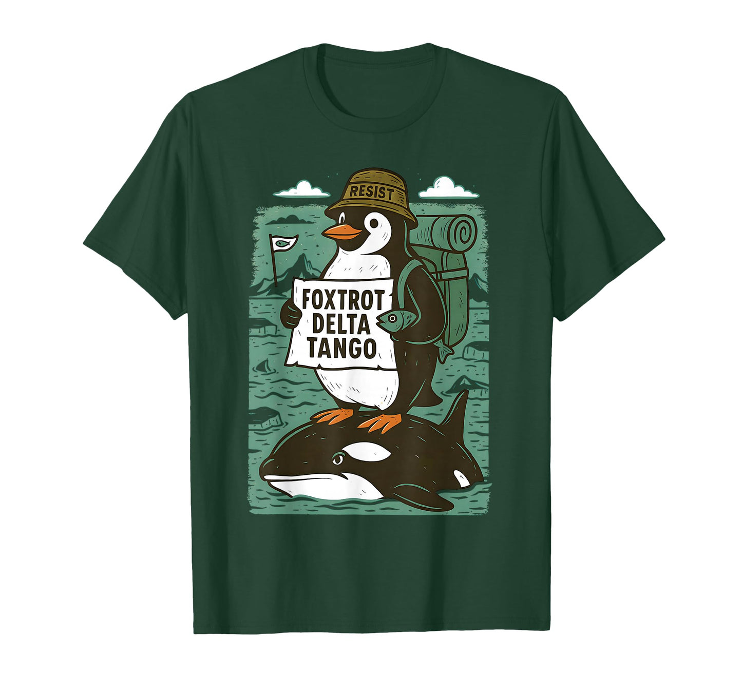 Resist Penguin Activism Graphic Design T-Shirt