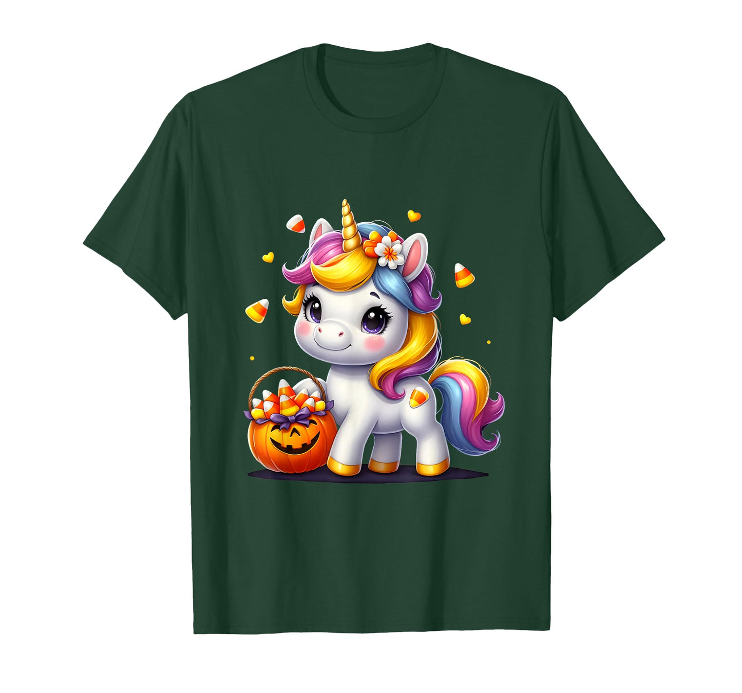 Unicorn Candy Corn Halloween Unicorn Gift For Girls Kids T-Shirt
