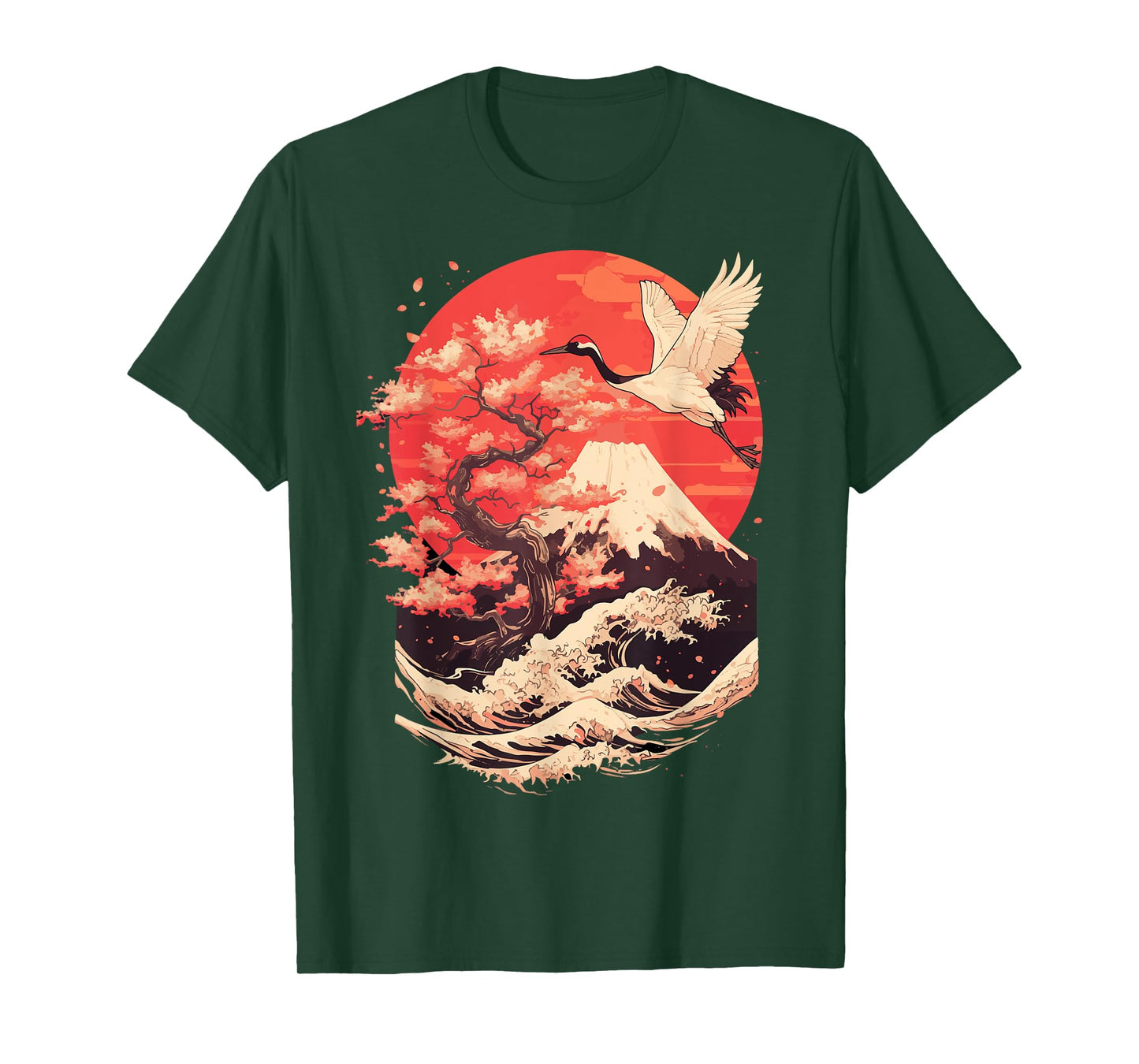 Japanese Crane Japan Cherry Blossom T-Shirt