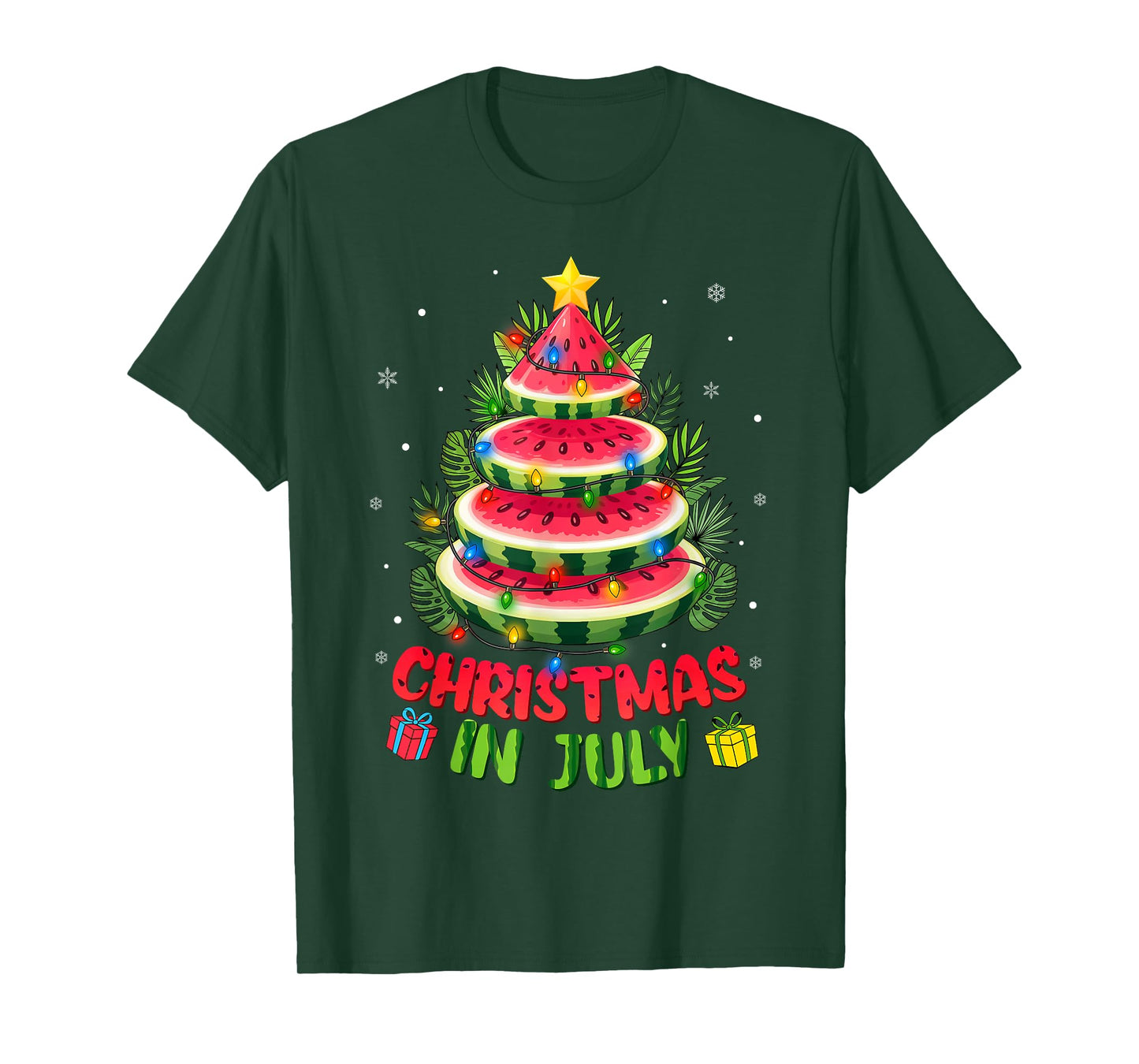 Christmas In July Shirts Watermelon Tree Beach Summer Hawaii T-Shirt