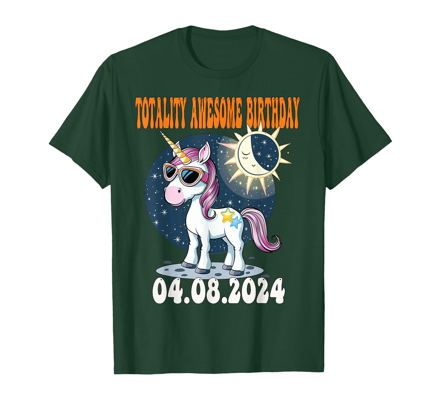 Totality Solar Eclipse Awesome Birthday UNICORN April 8 2024 T-Shirt