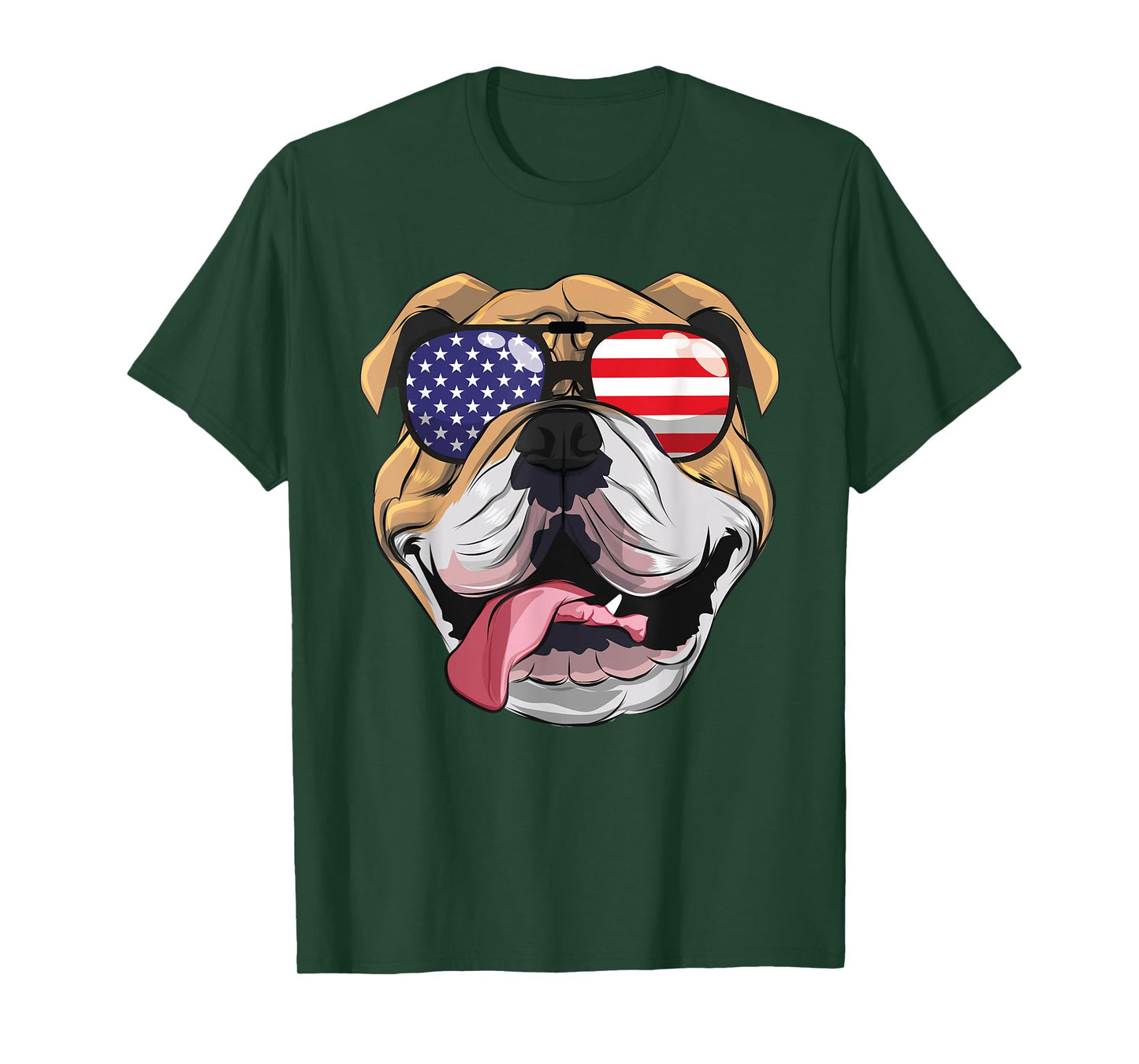 English Bulldog 4th Of July American Sunglasses USA Boys Men T-Shirt