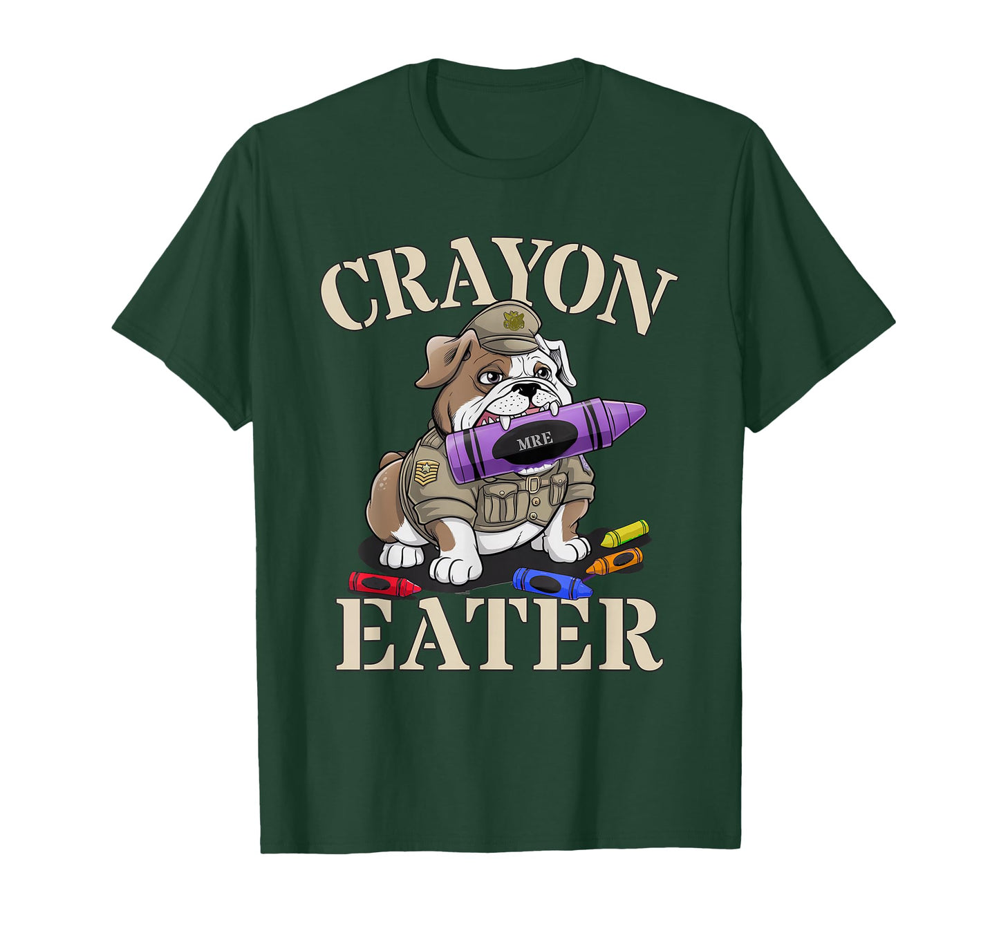 Kawaii Crayon Eater Bulldog Soldier School Boot Camp Humor T-Shirt