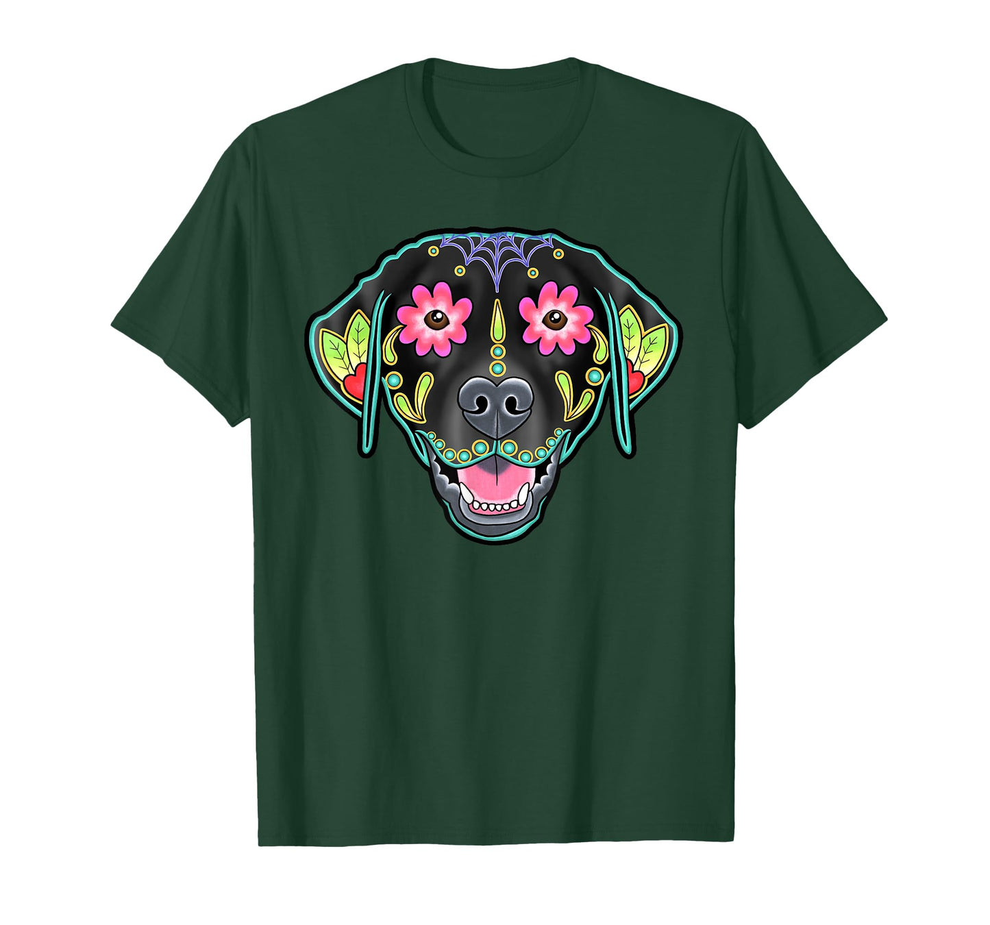 Black Labrador Retriever - Day of the Dead Sugar Skull Lab T-Shirt