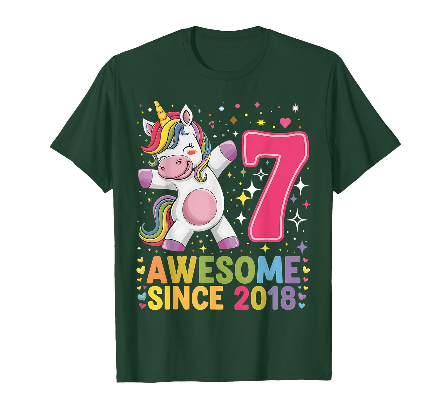 7 Years Old Unicorn Dabbing 7th Birthday Unicorn Party Girls T-Shirt