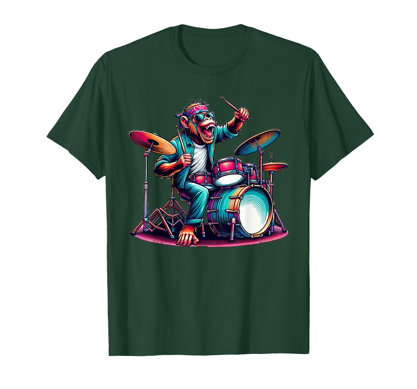 Cute Monkey Playing Drums Monkeys Drummer Music T-Shirt