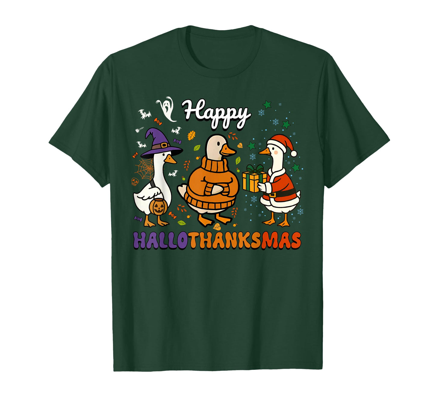 Halloween Thanksgiving Christmas Funny Goose Holiday Family T-Shirt