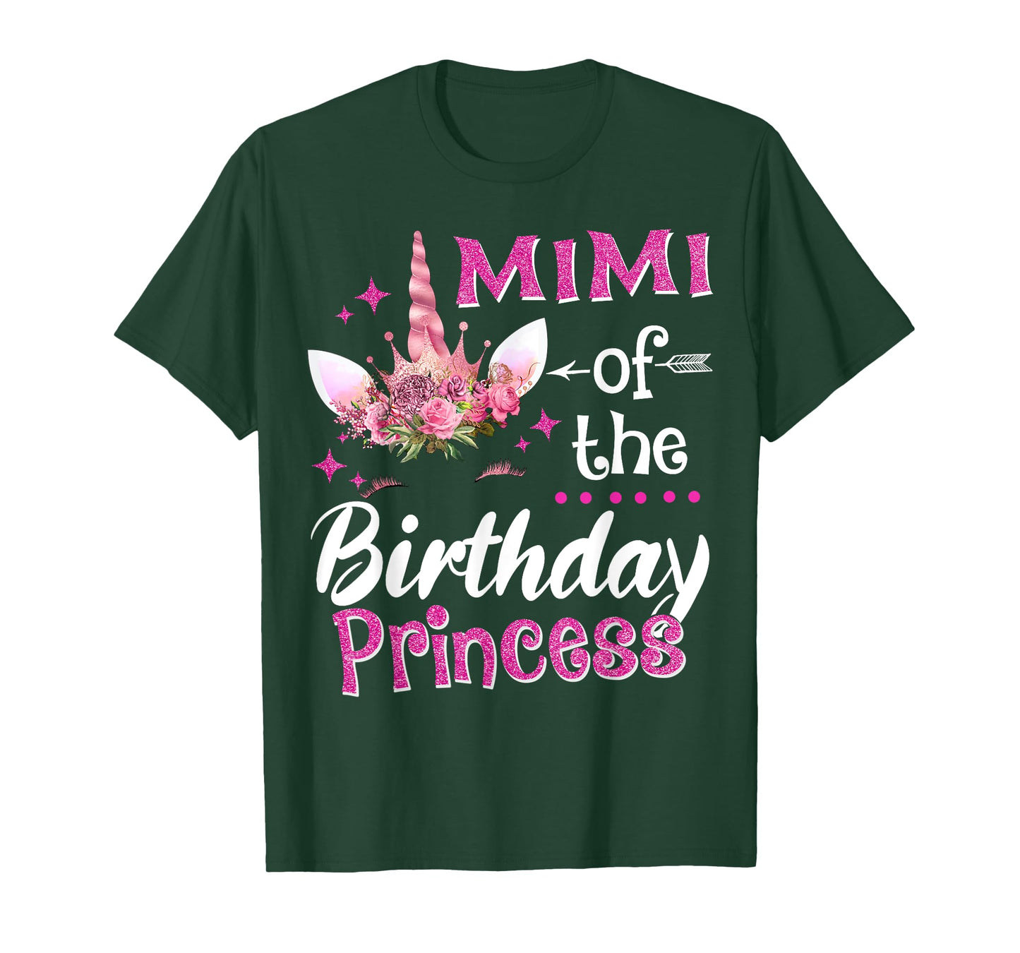 Mimi Of The Birthday Princess Unicorn Flower Grandma T-Shirt