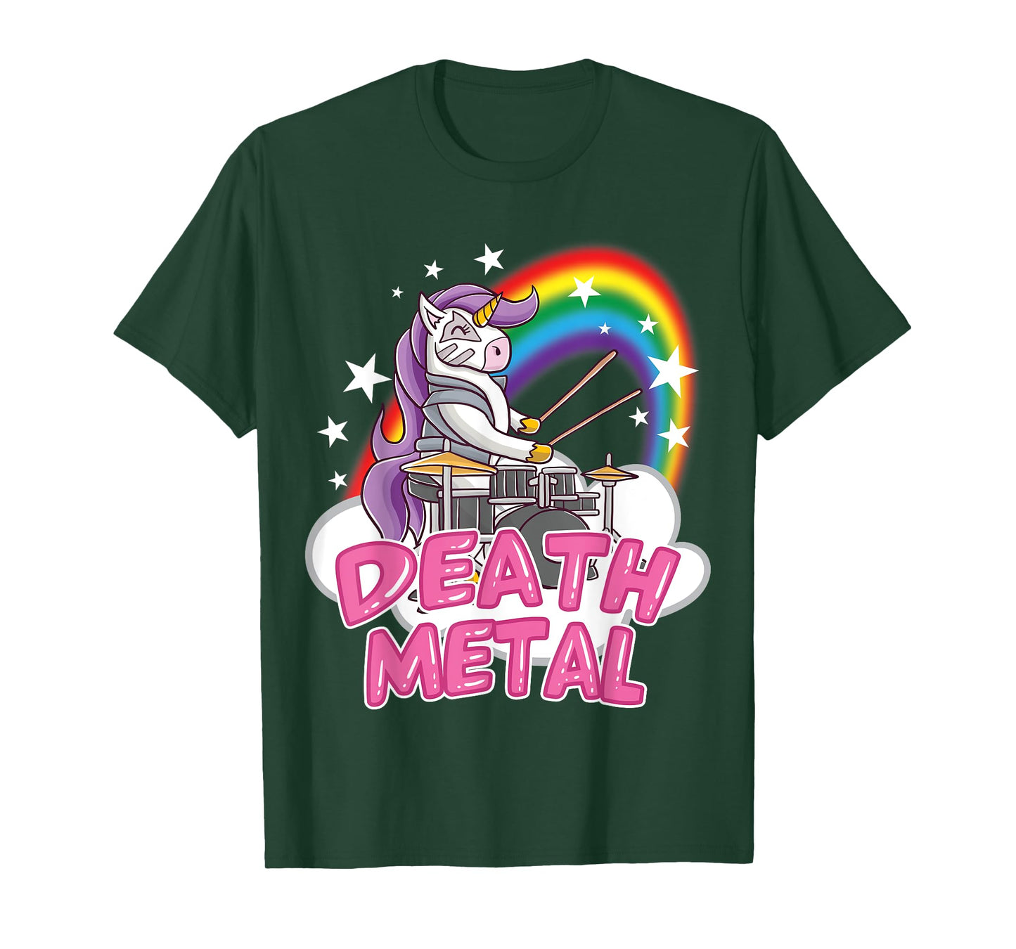 Death Metal Pink Unicorn Rock Music Band Drums Drummer T-Shirt