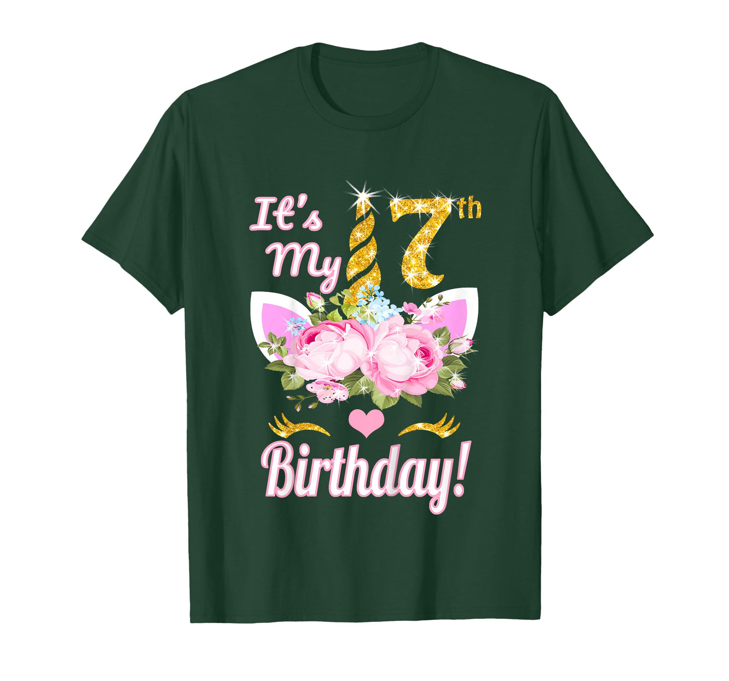 It's My 7th Birthday: 7 Year Old Unicorn Birthday Shirt Girl T-Shirt