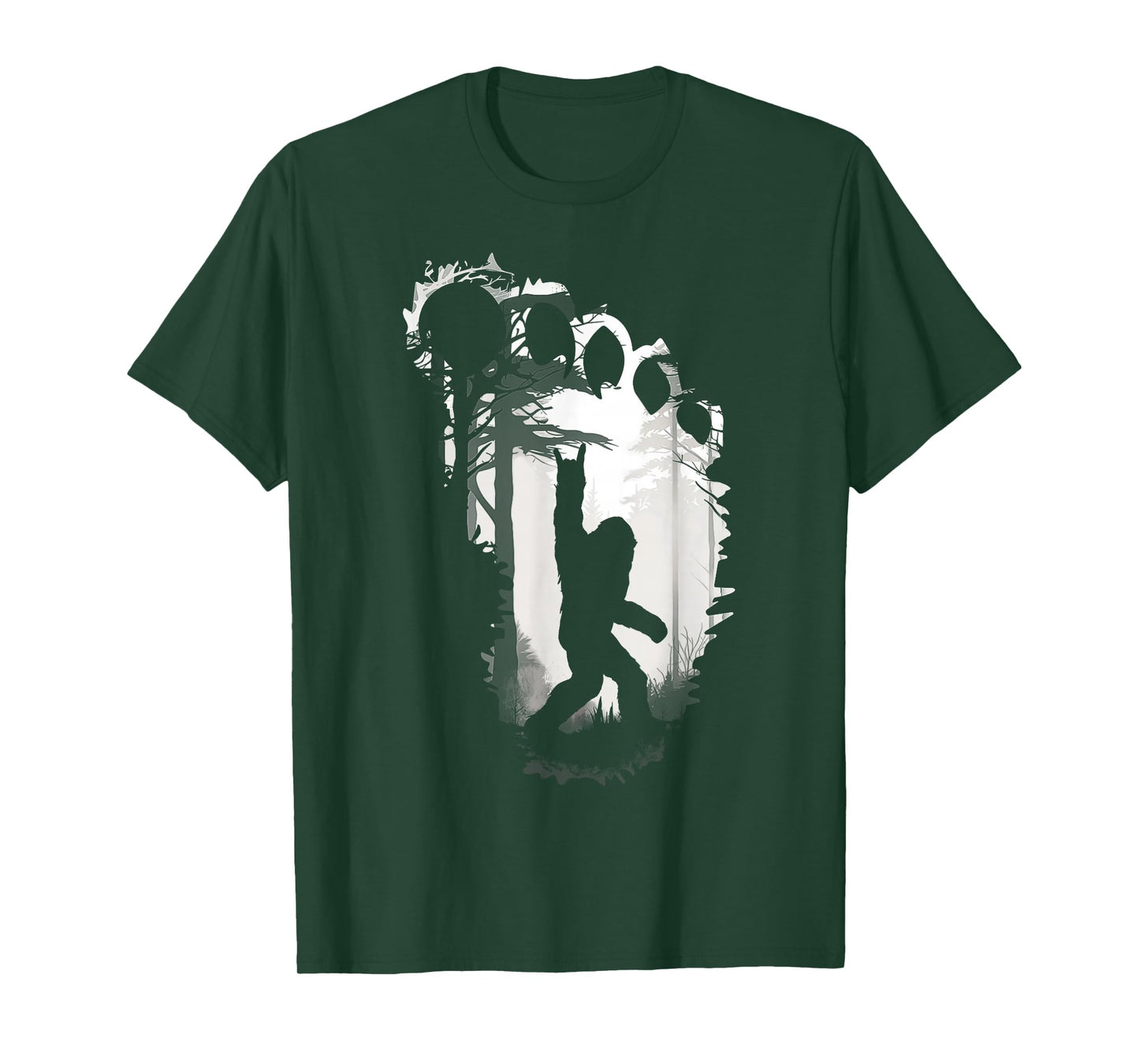 Bigfoot Rock On in The Forest Funny Sasquatch Footprint Meme T-Shirt