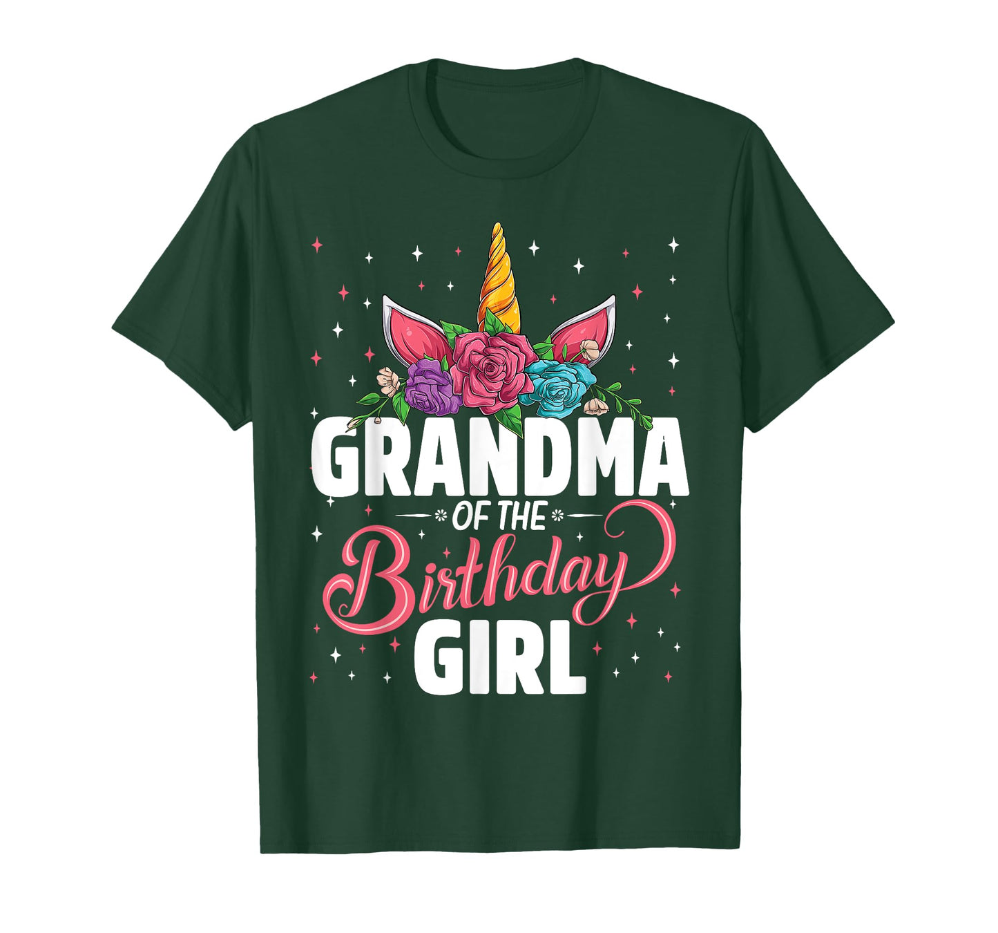 Grandma Of The Birthday Girl Unicorn Girls Family Matching T-Shirt