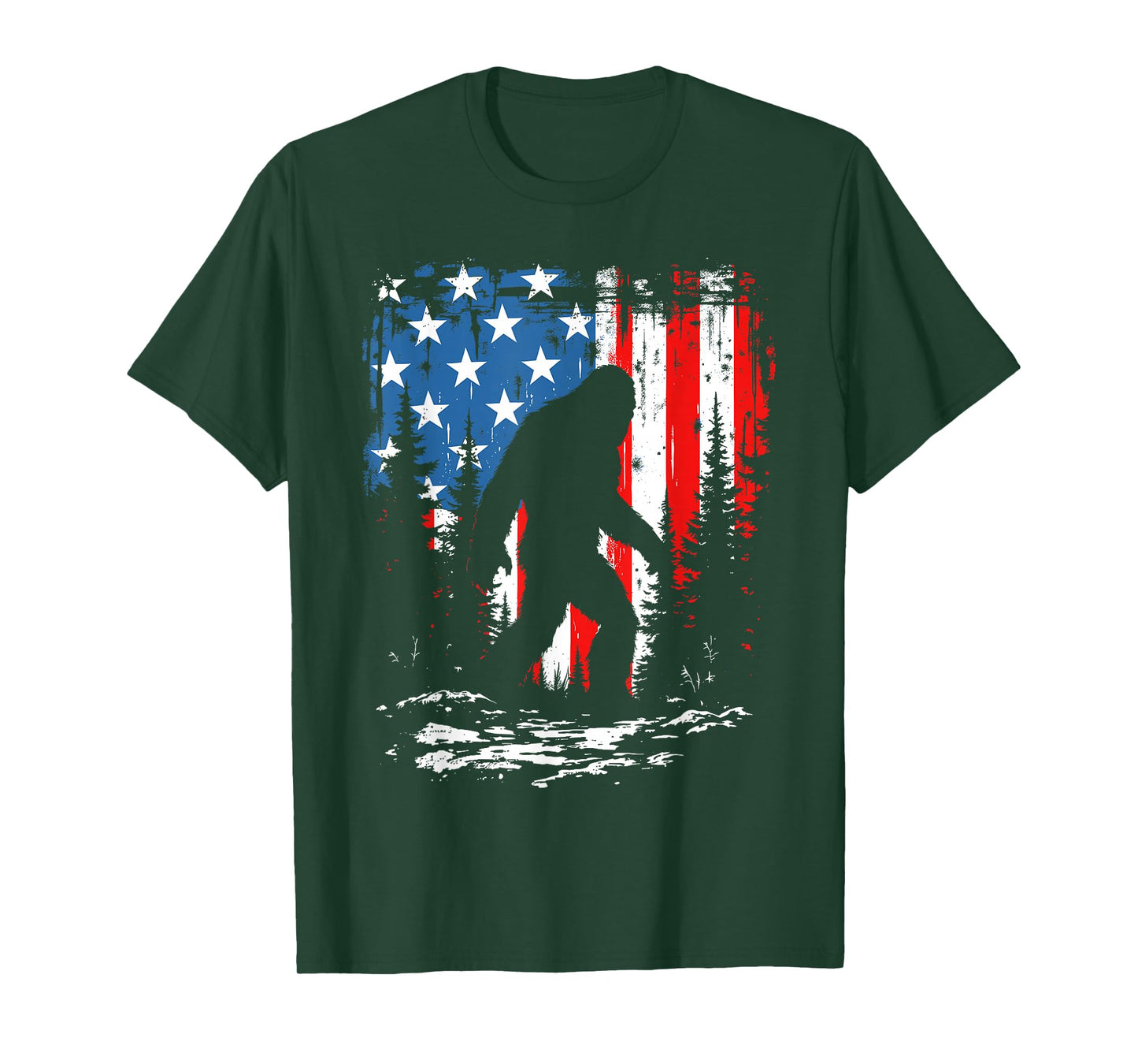 Patriotic Bigfoot Sasquatch 4th Of July USA American Flag T-Shirt