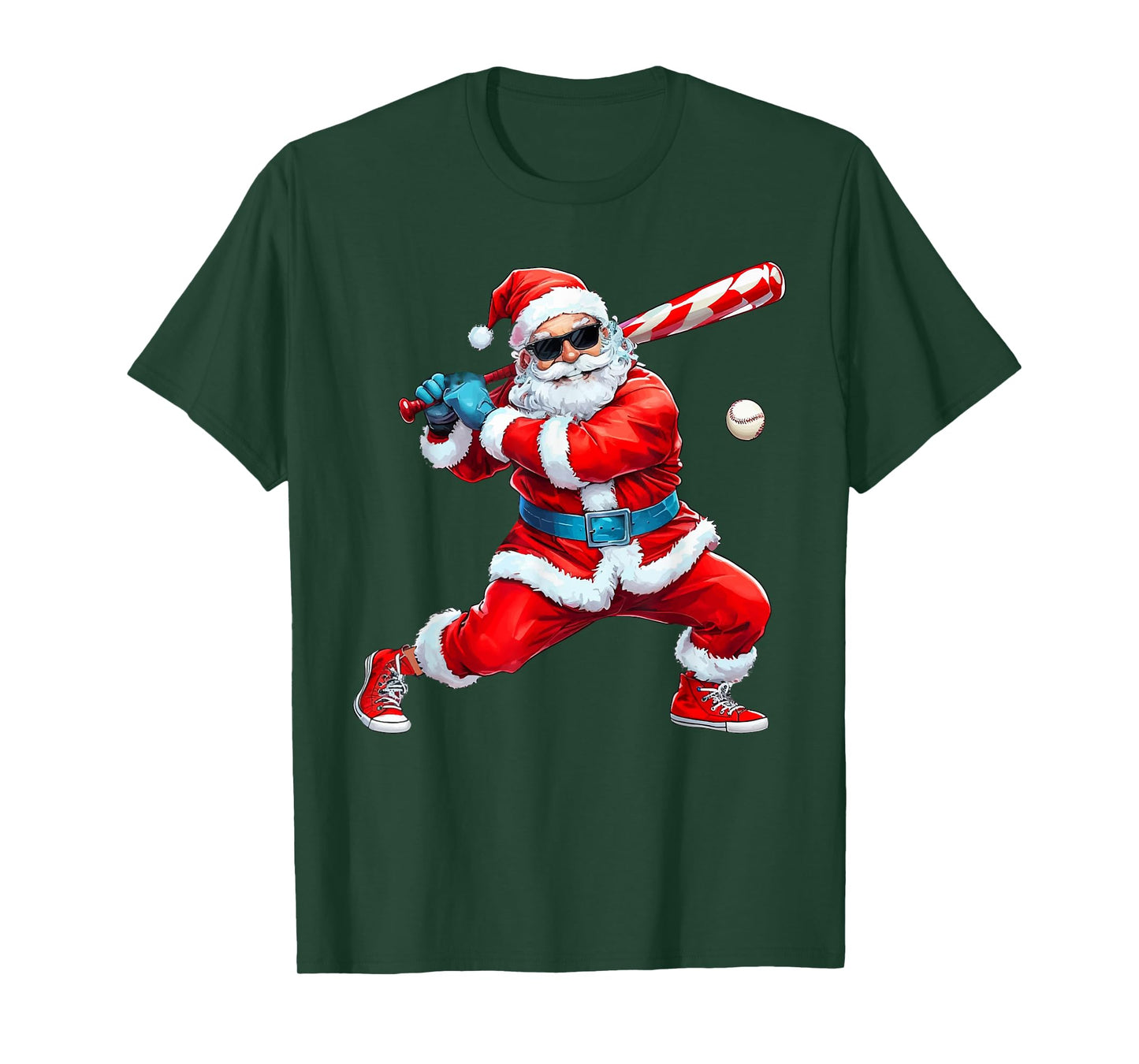 Santa Playing Baseball Christmas Baseball Player T-Shirt