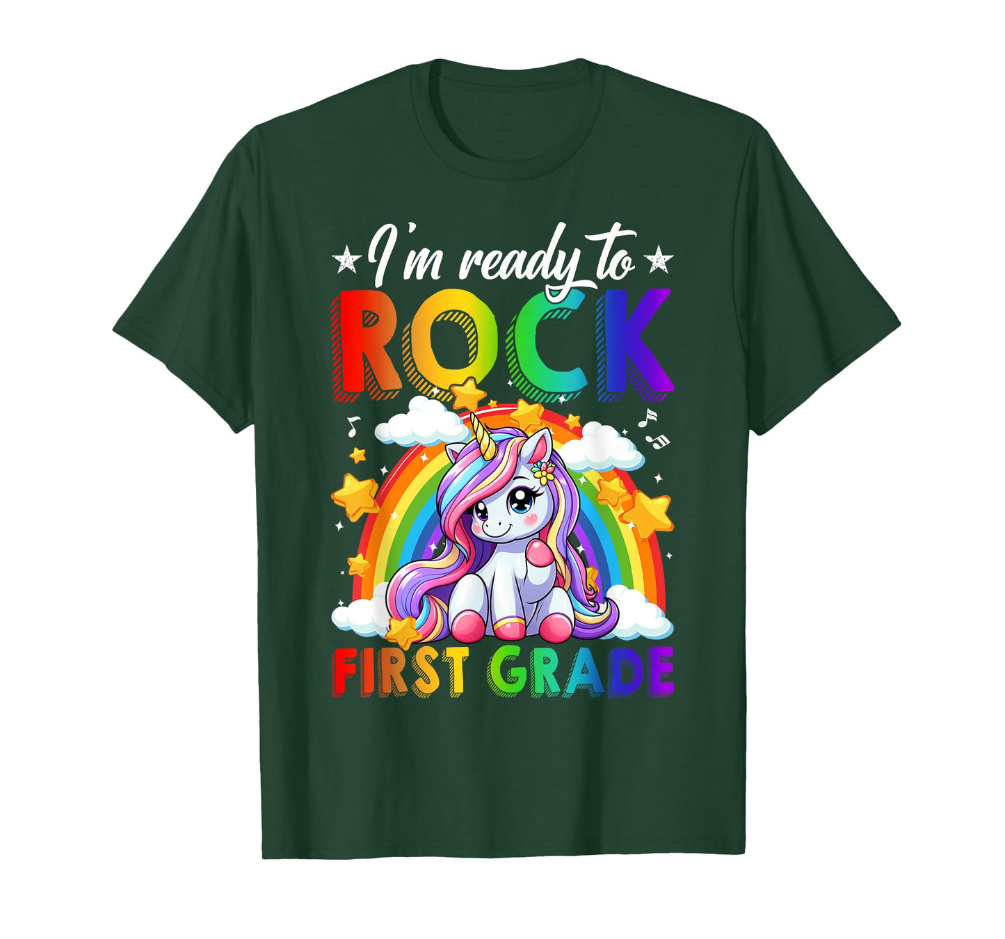 I'm Ready To Rock First Grade Unicorn Back To School Girls T-Shirt