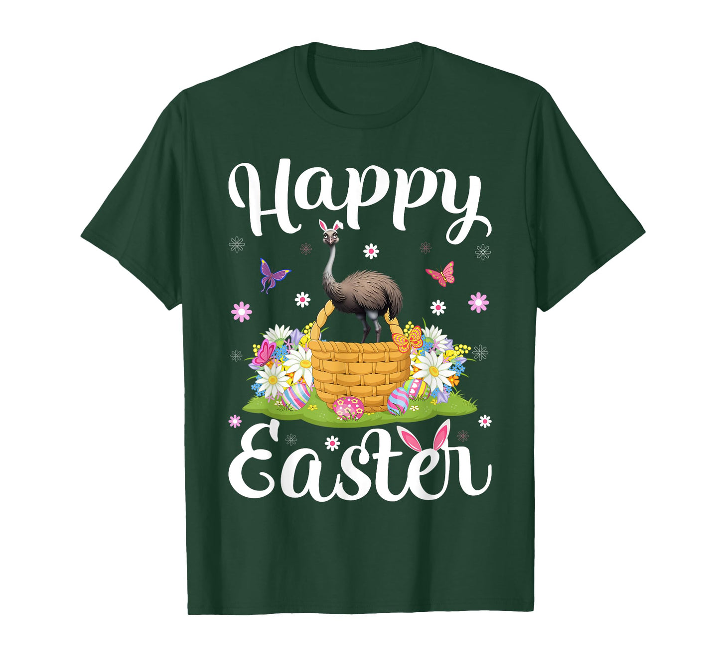 Emu Bird Happy Easter Egg Hunt Bunny Ear Emu Easter T-Shirt