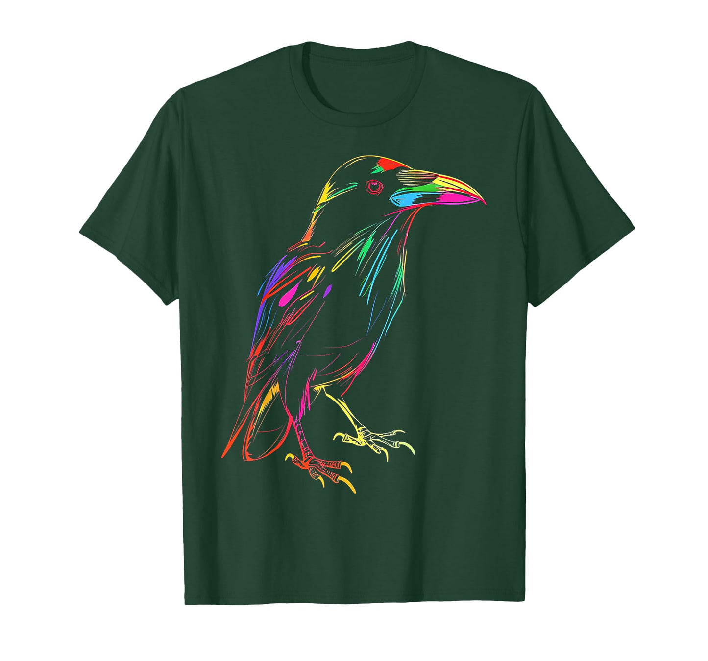Raven Drawing Bird Art Animal Colorful Motif Raven T-Shirt
