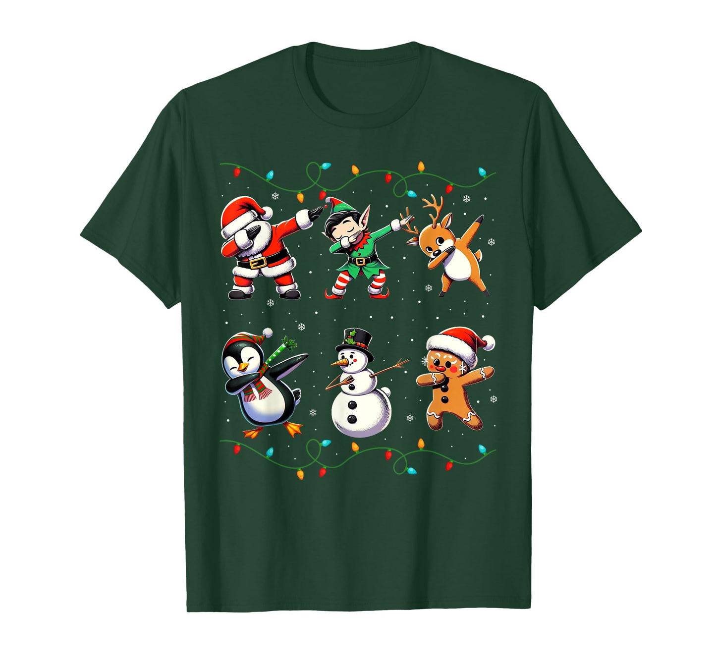 Dabbing Santa Xmas Lights Gifts Kids Girls Boys Christmas T-Shirt