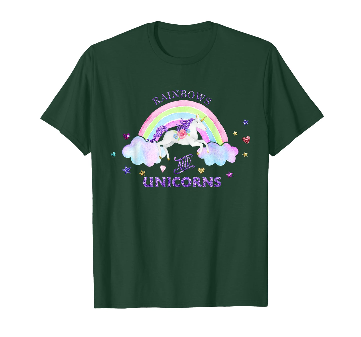 Rainbows and Unicorns T-Shirt - Magical Cute Glitter Gift