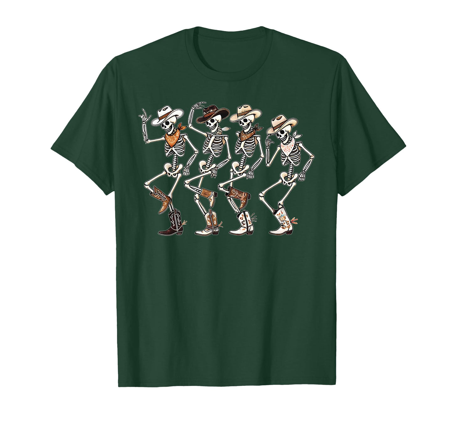 Dancing Skeleton Cowboys Western Country Rodeo Halloween T-Shirt