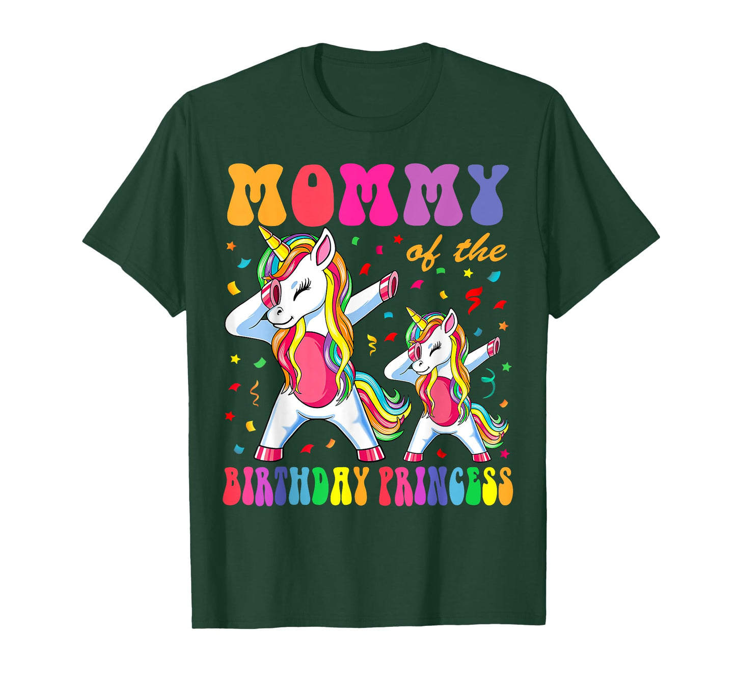 Mommy of the Birthday Princess Girl Dabbing Unicorn Family T-Shirt